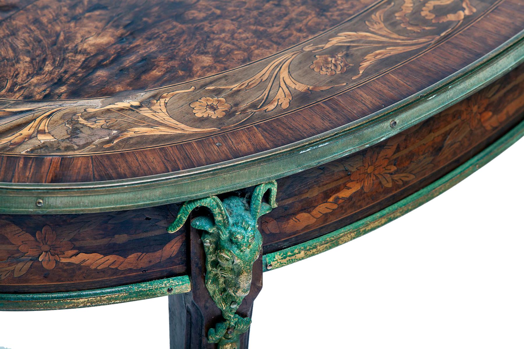 Egyptian Revival Oval Marquetry Tray Table For Sale 9