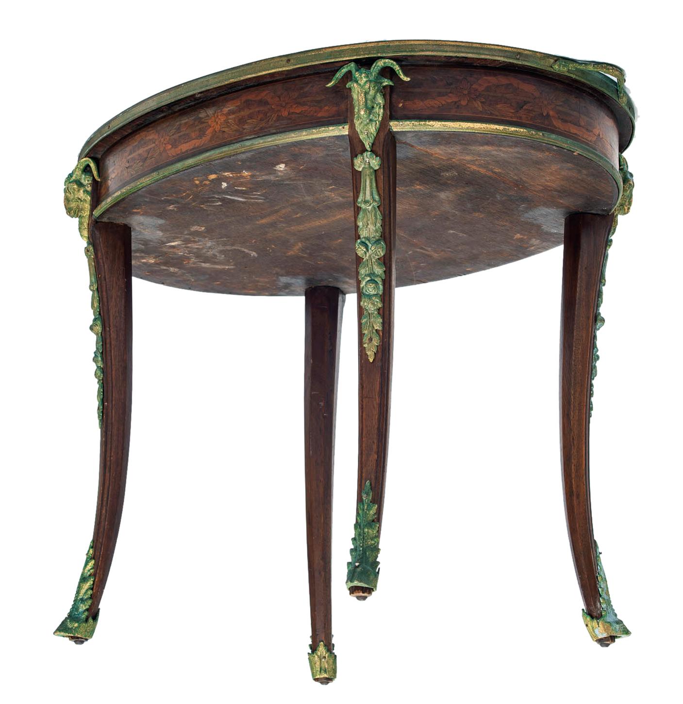 Egyptian Revival Oval Marquetry Tray Table For Sale 10