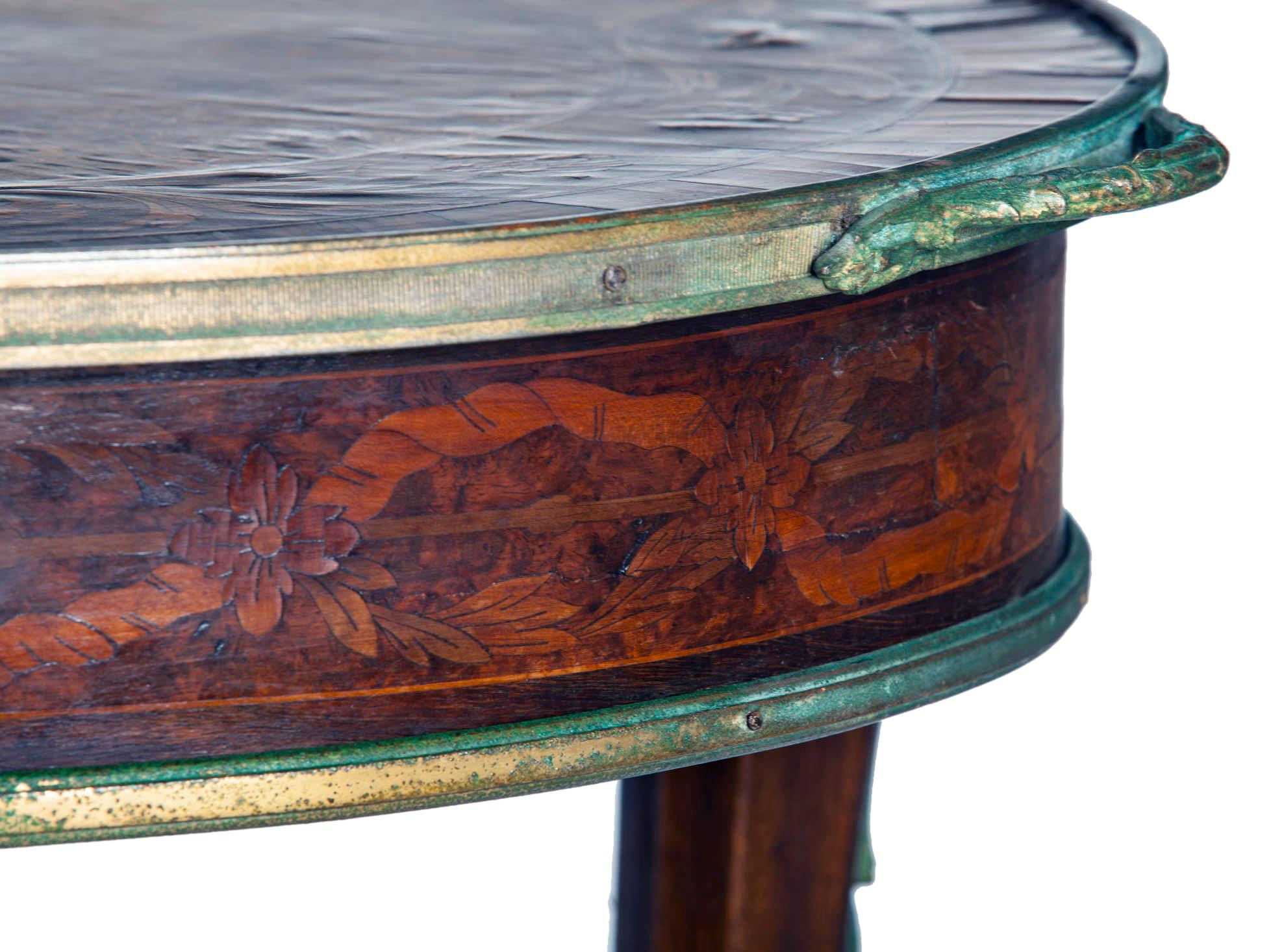 Egyptian Revival Oval Marquetry Tray Table For Sale 1