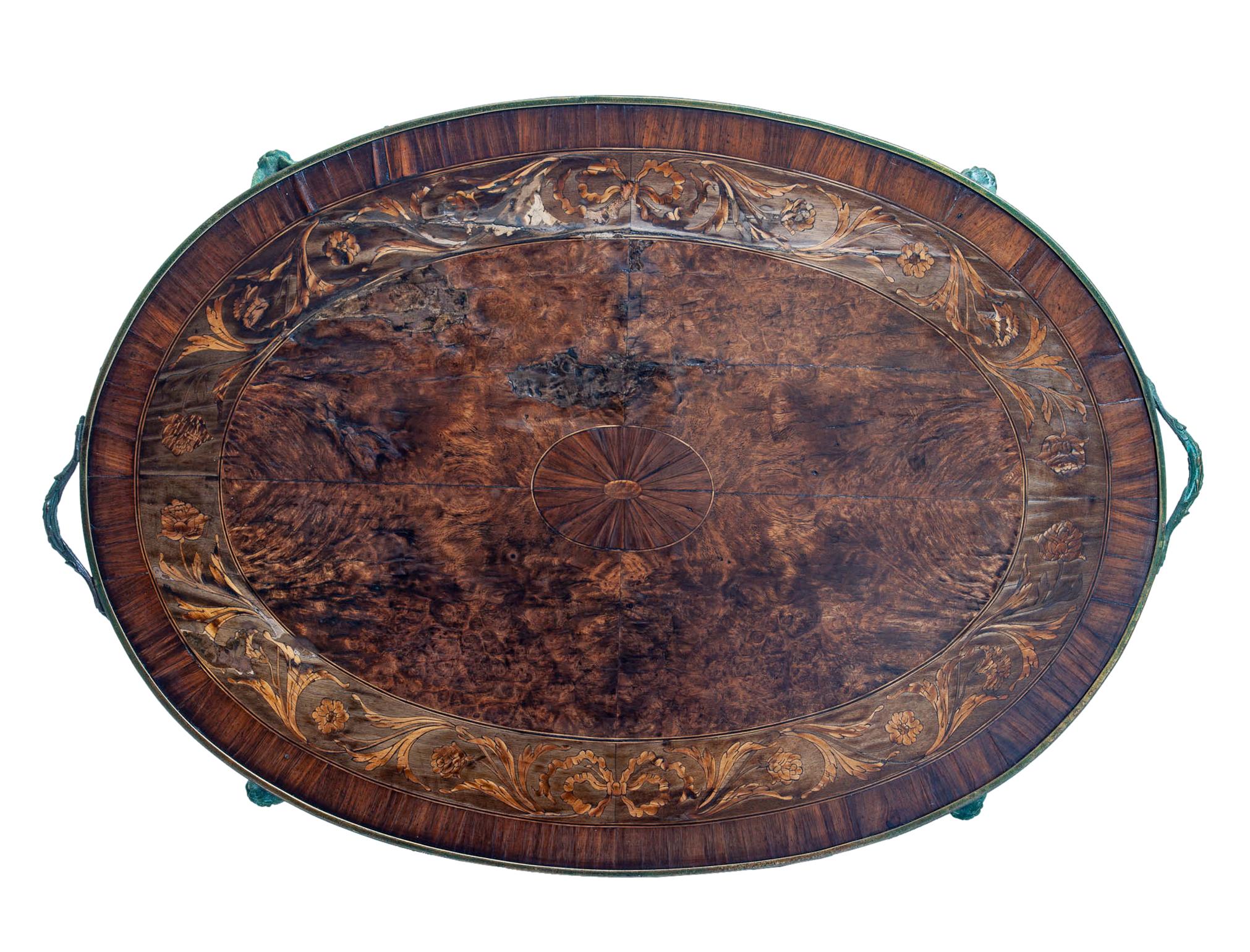 Egyptian Revival Oval Marquetry Tray Table For Sale 2
