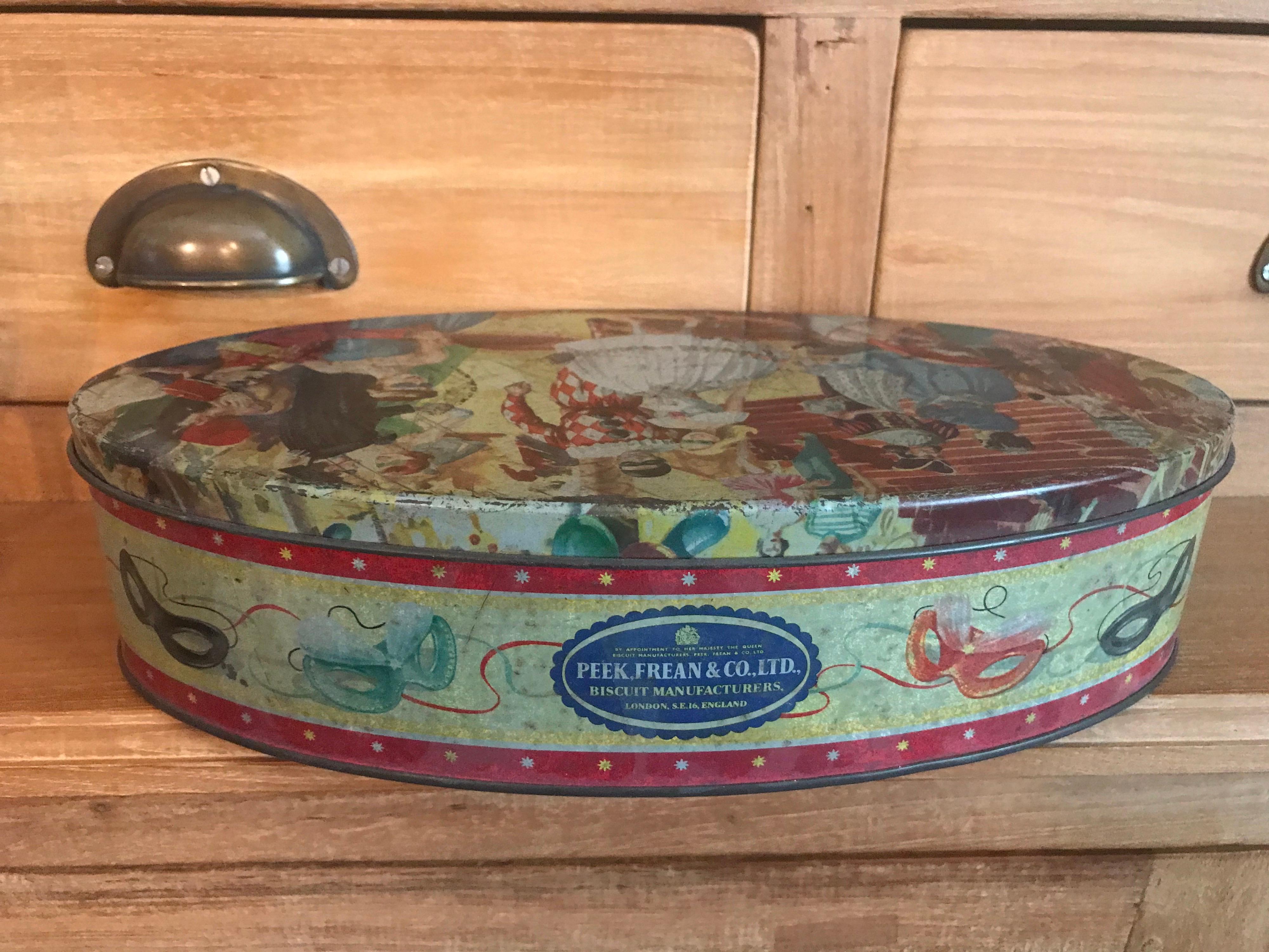  Oval Masquerade Ball Biscuit Tin , England , Mid-20th Century  For Sale 1