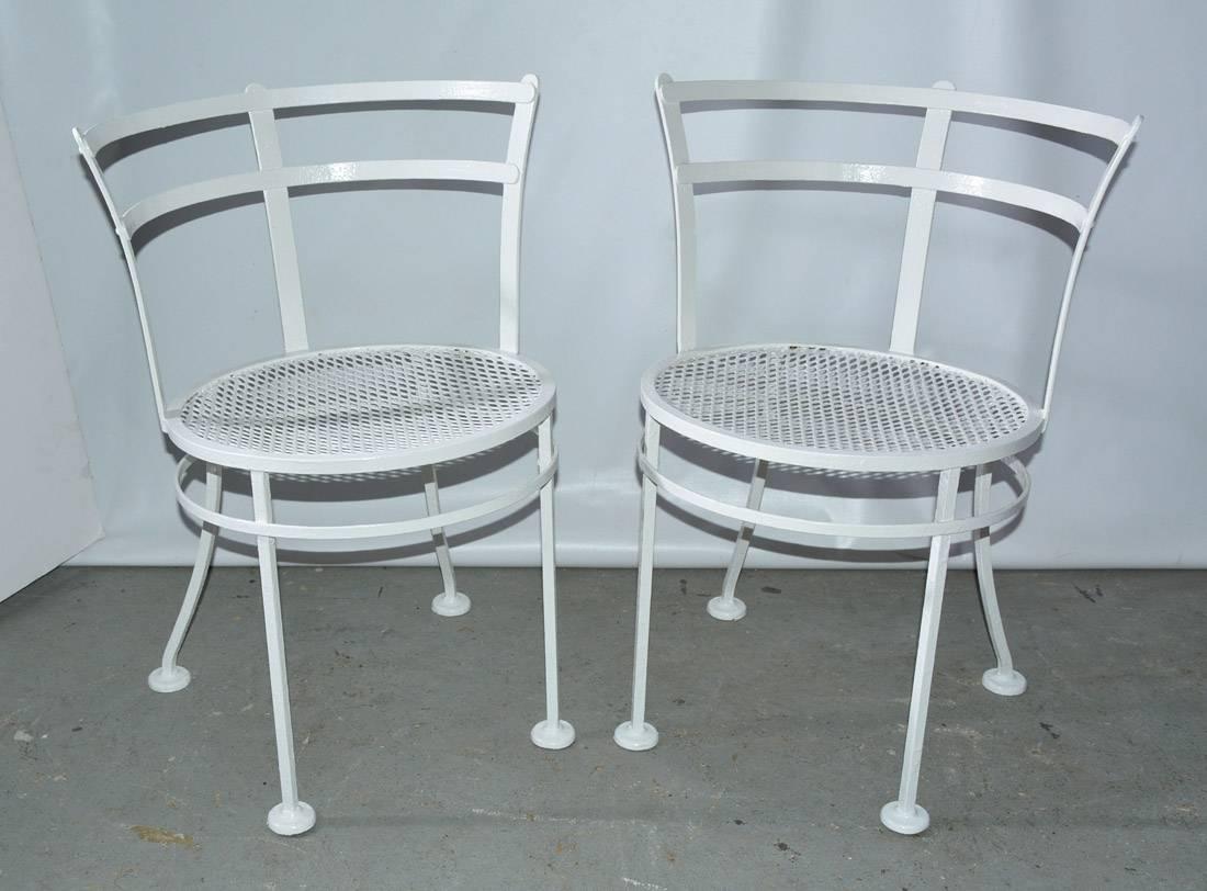Oval Metal and Glass Midcentury Patio/Porch Garden Table and Four Dining Chairs 1