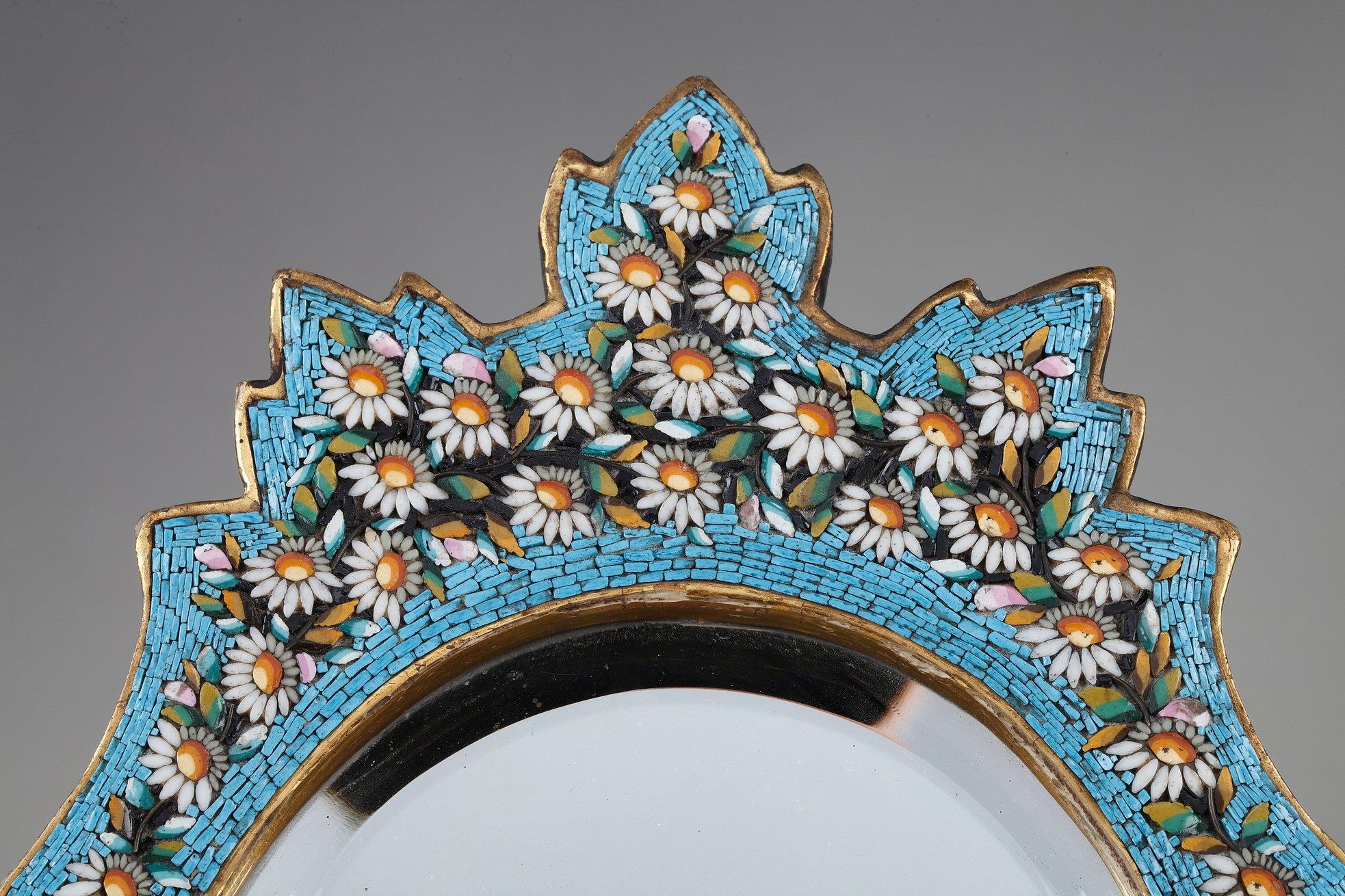 Late 19th Century Oval Micro-Mosaic Mirror