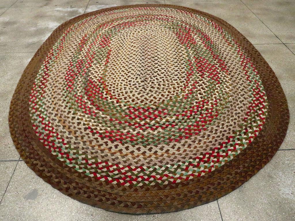 American Classical Oval Mid-20th Century Handmade American Braided Room Size Carpet For Sale
