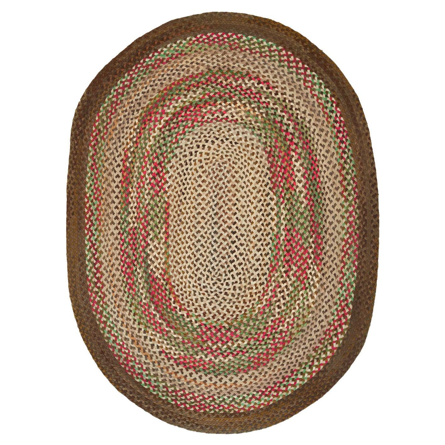 Oval Mid-20th Century Handmade American Braided Room Size Carpet For Sale