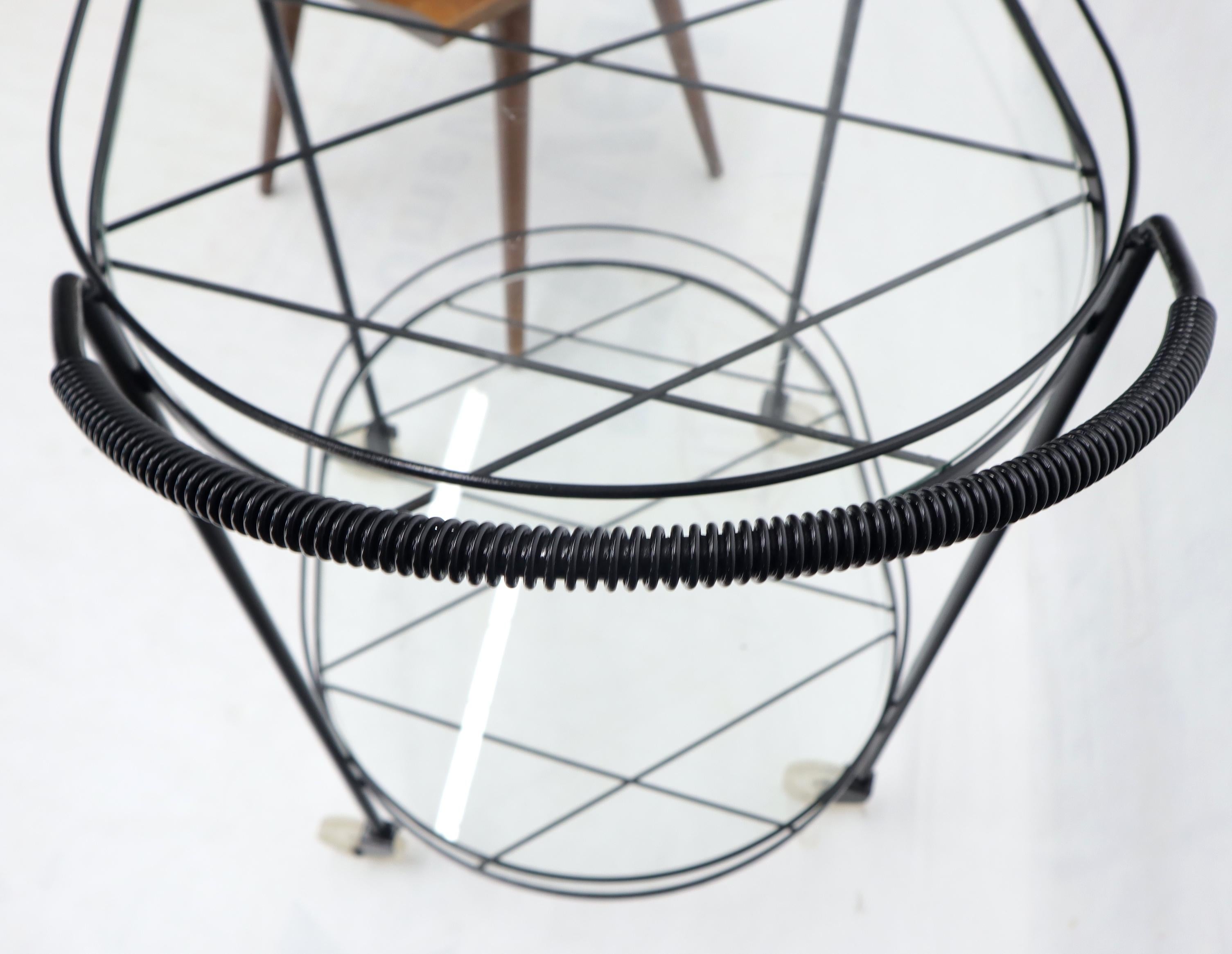 Oval Mid-Century Modern Black Lacquer Serving Bar Tea Cart en vente 7