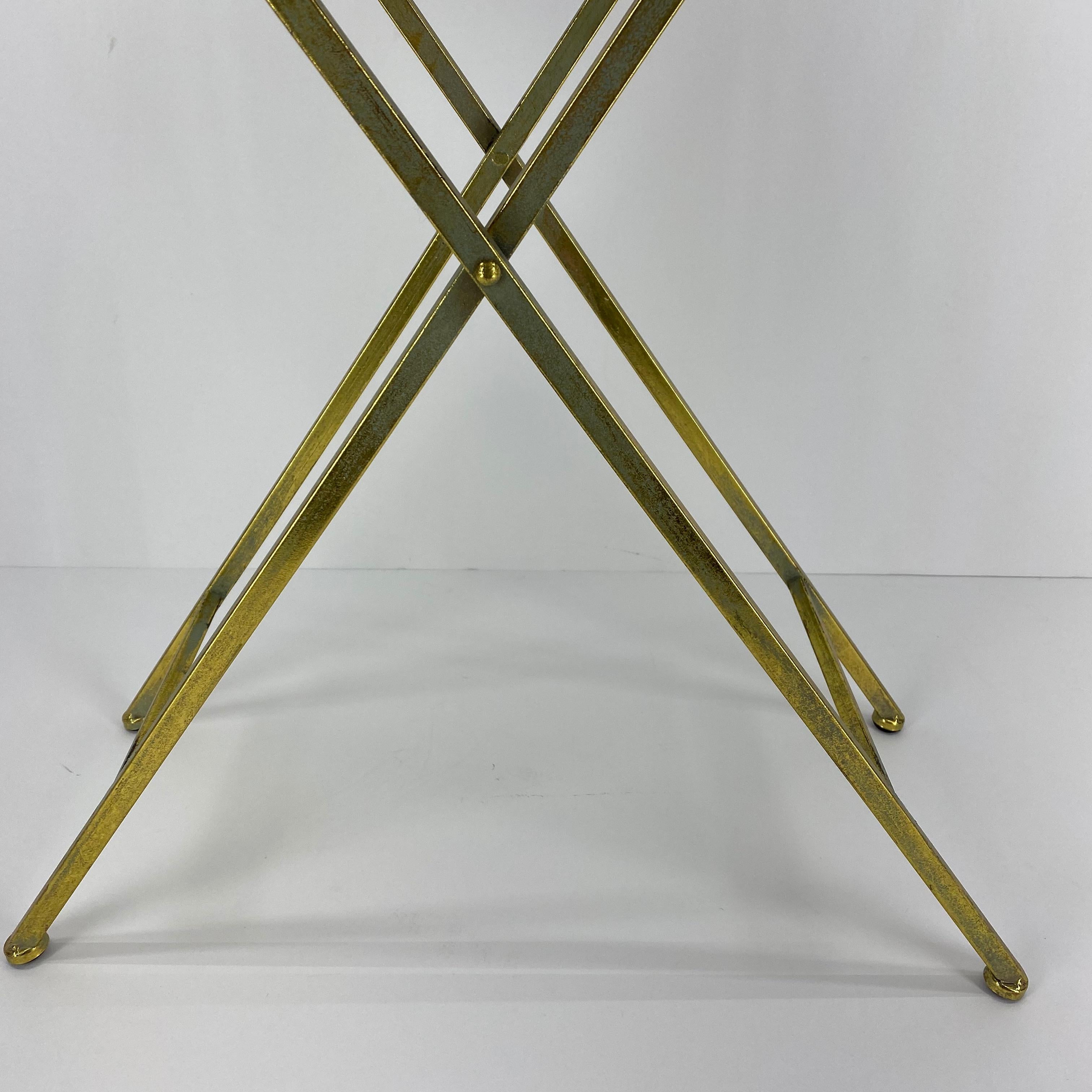Oval Mid-Century Brass Gallery Side Table And Mirror Glass Top 3