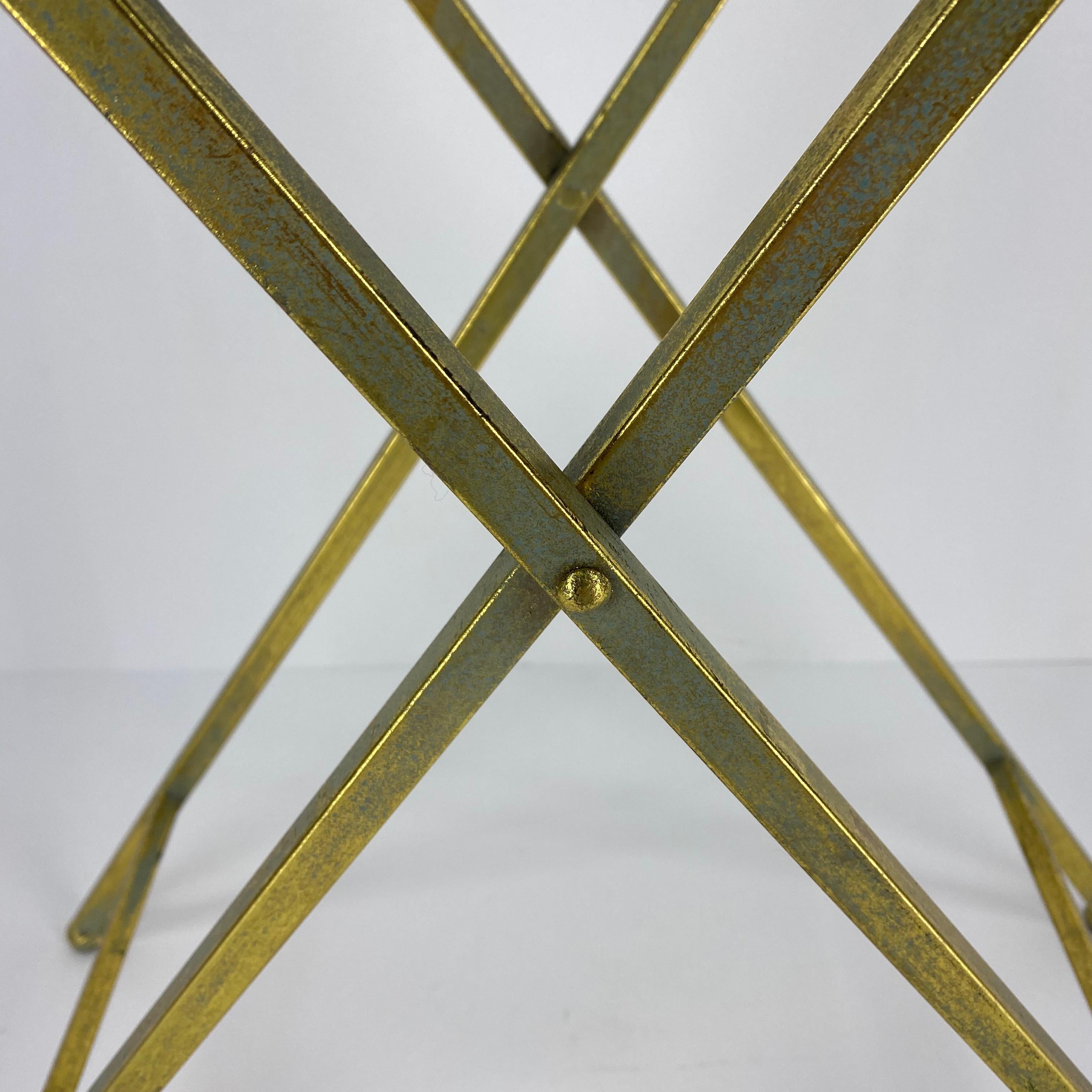 Oval Mid-Century Brass Gallery Side Table And Mirror Glass Top 6