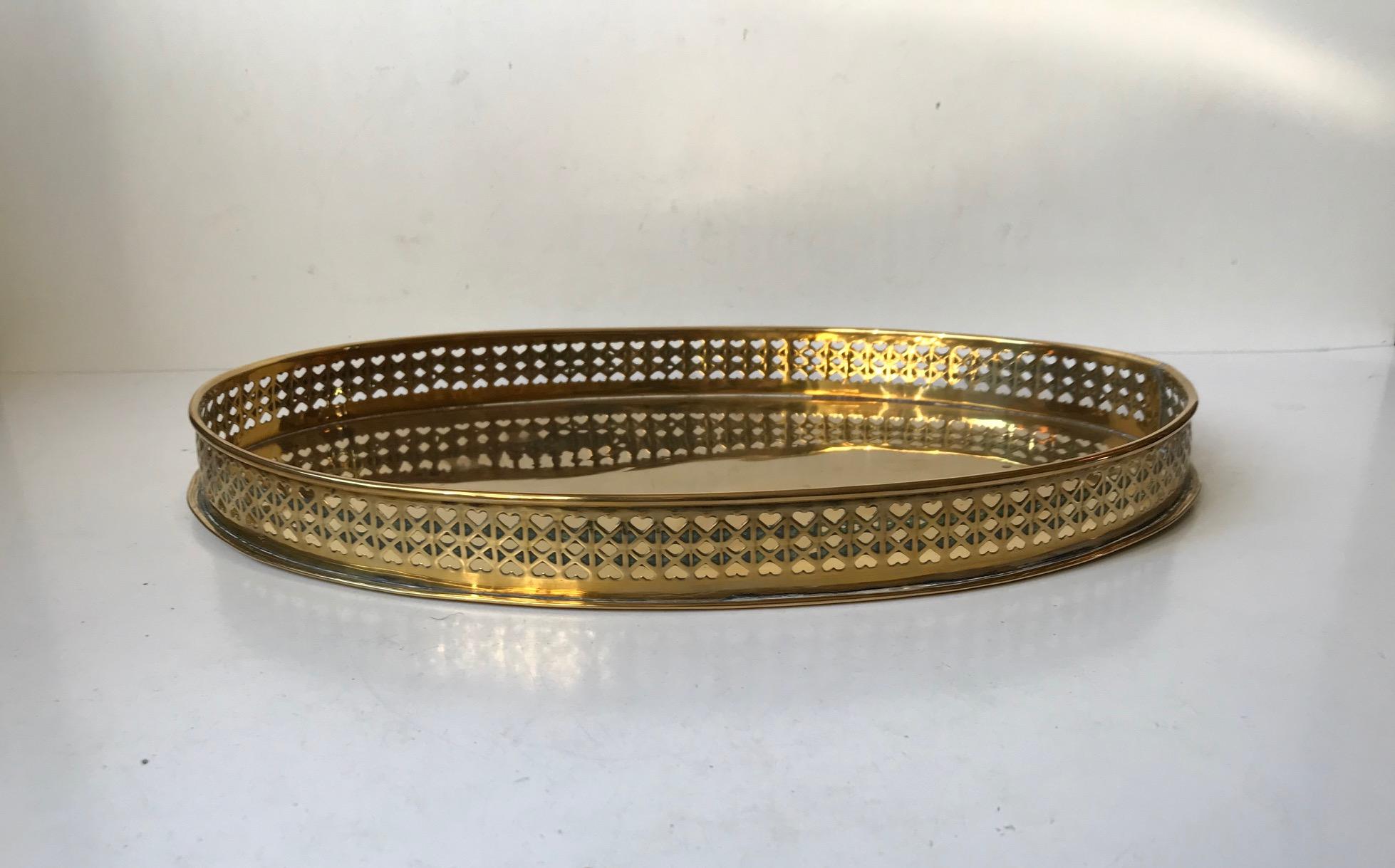 Mid-Century Modern Oval Midcentury Brass Serving Tray by Jacob Worm, 1960s