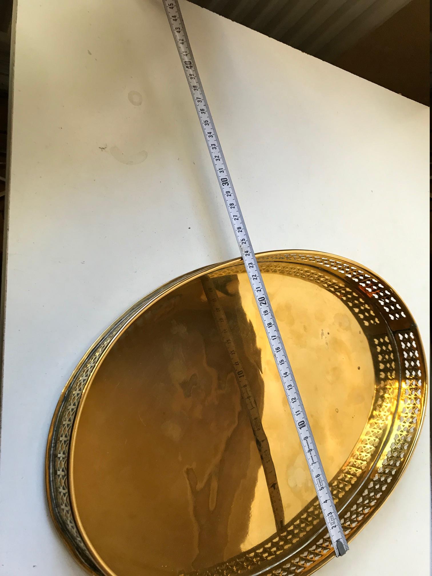 Oval Midcentury Brass Serving Tray by Jacob Worm, 1960s 2