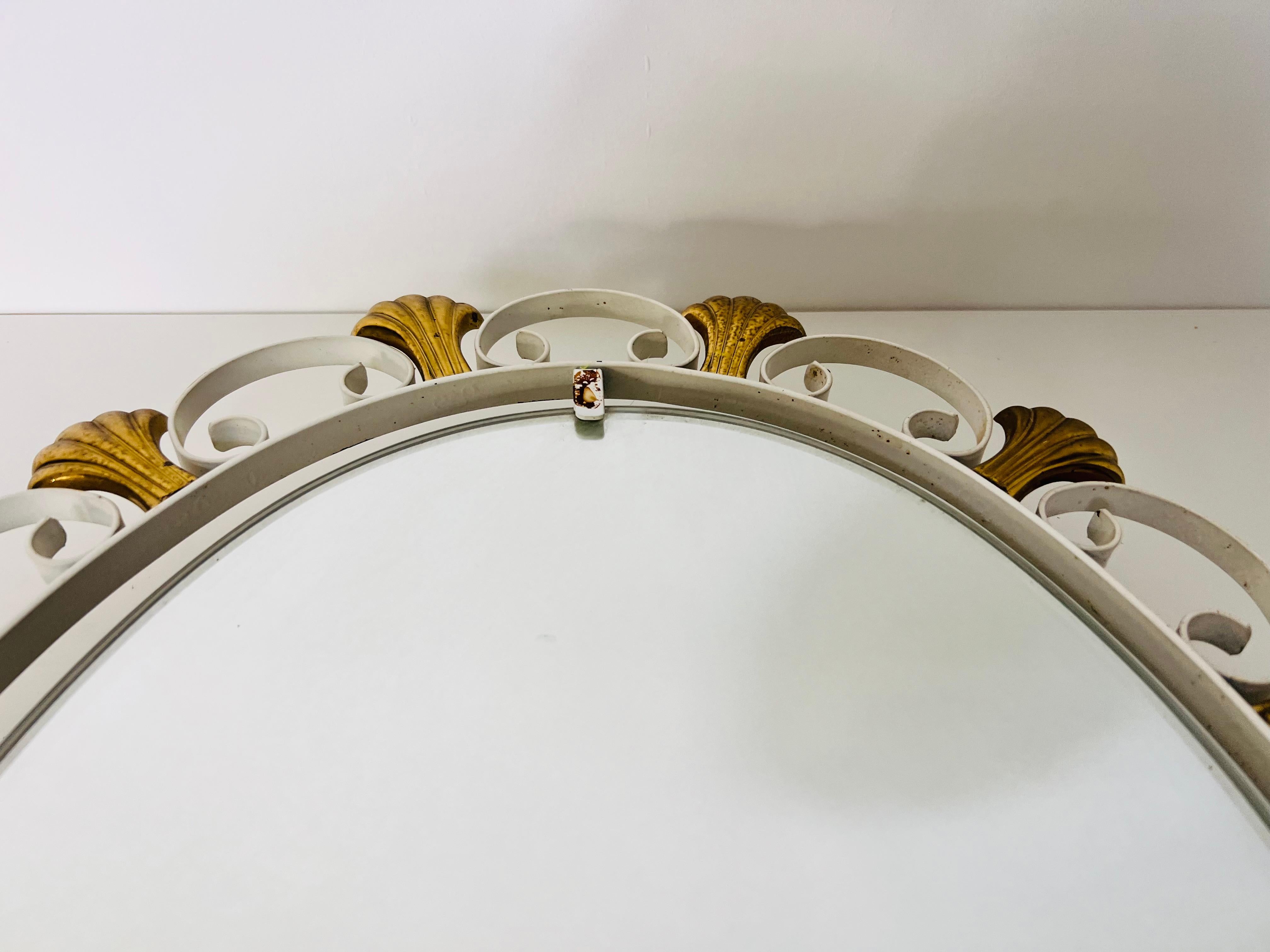 Oval Midcentury Metal Illuminated Mirror by Hillebrand, Germany, 1950s For Sale 7