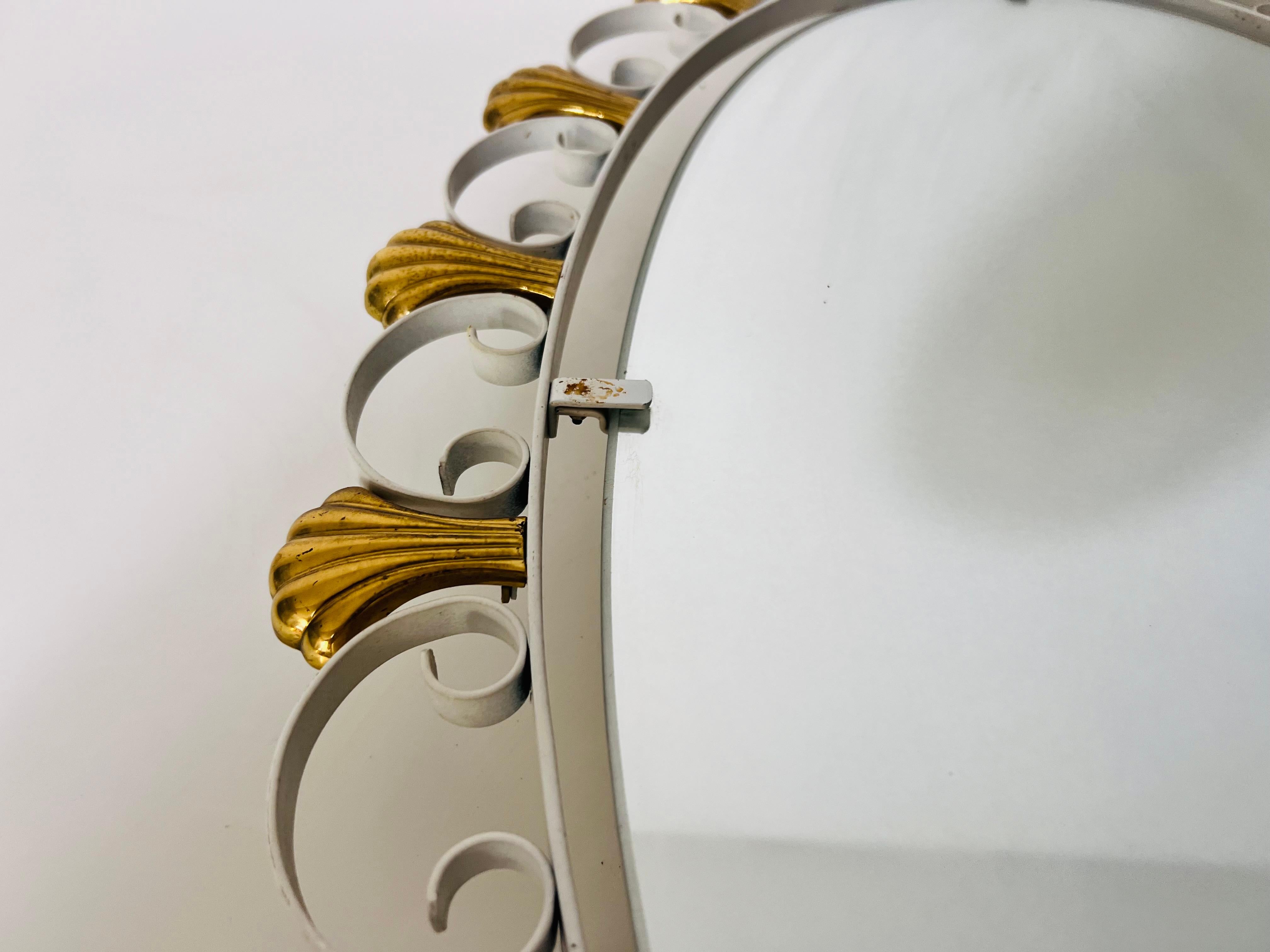 Oval Midcentury Metal Illuminated Mirror by Hillebrand, Germany, 1950s For Sale 8