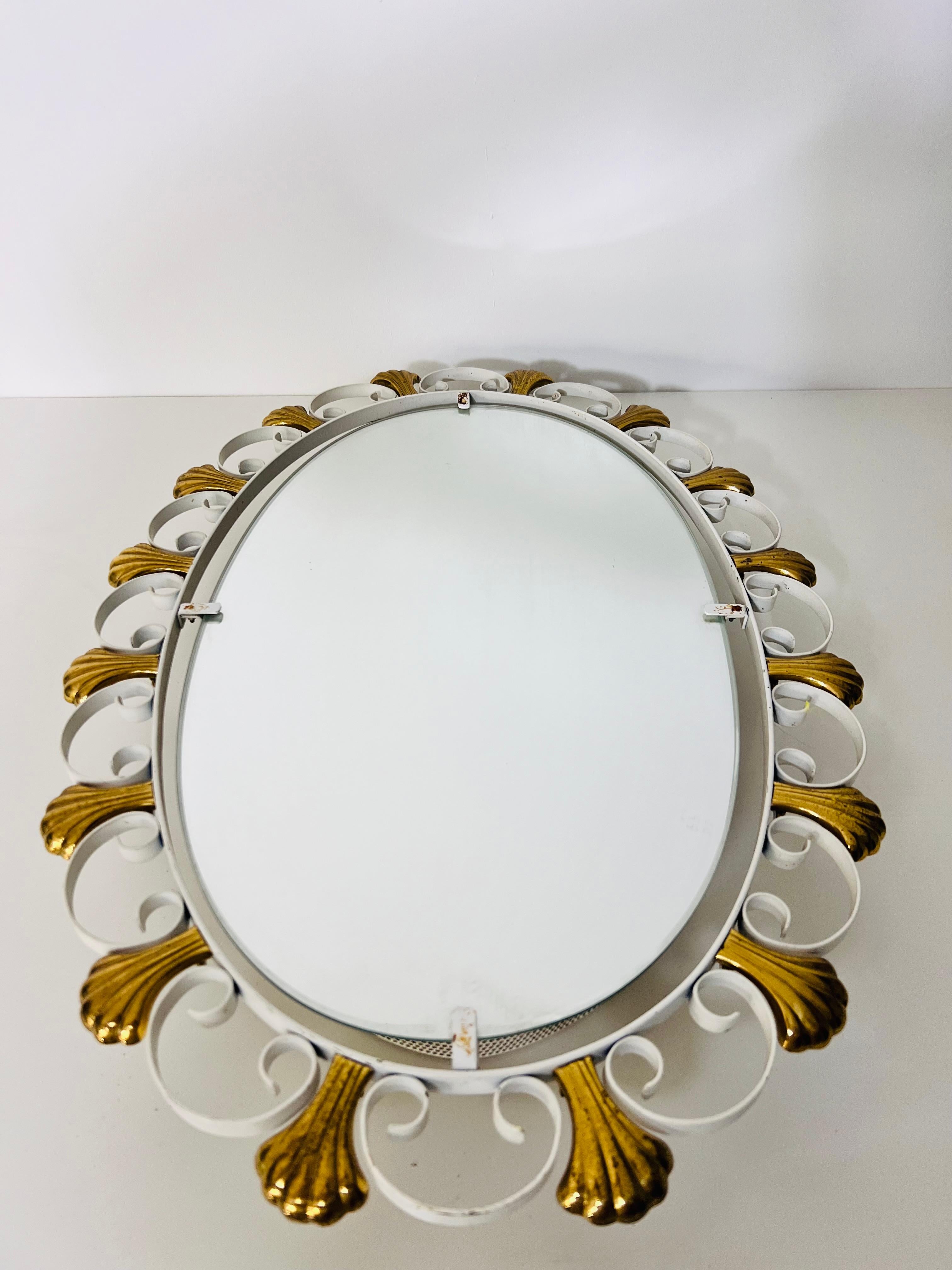Mid-20th Century Oval Midcentury Metal Illuminated Mirror by Hillebrand, Germany, 1950s For Sale
