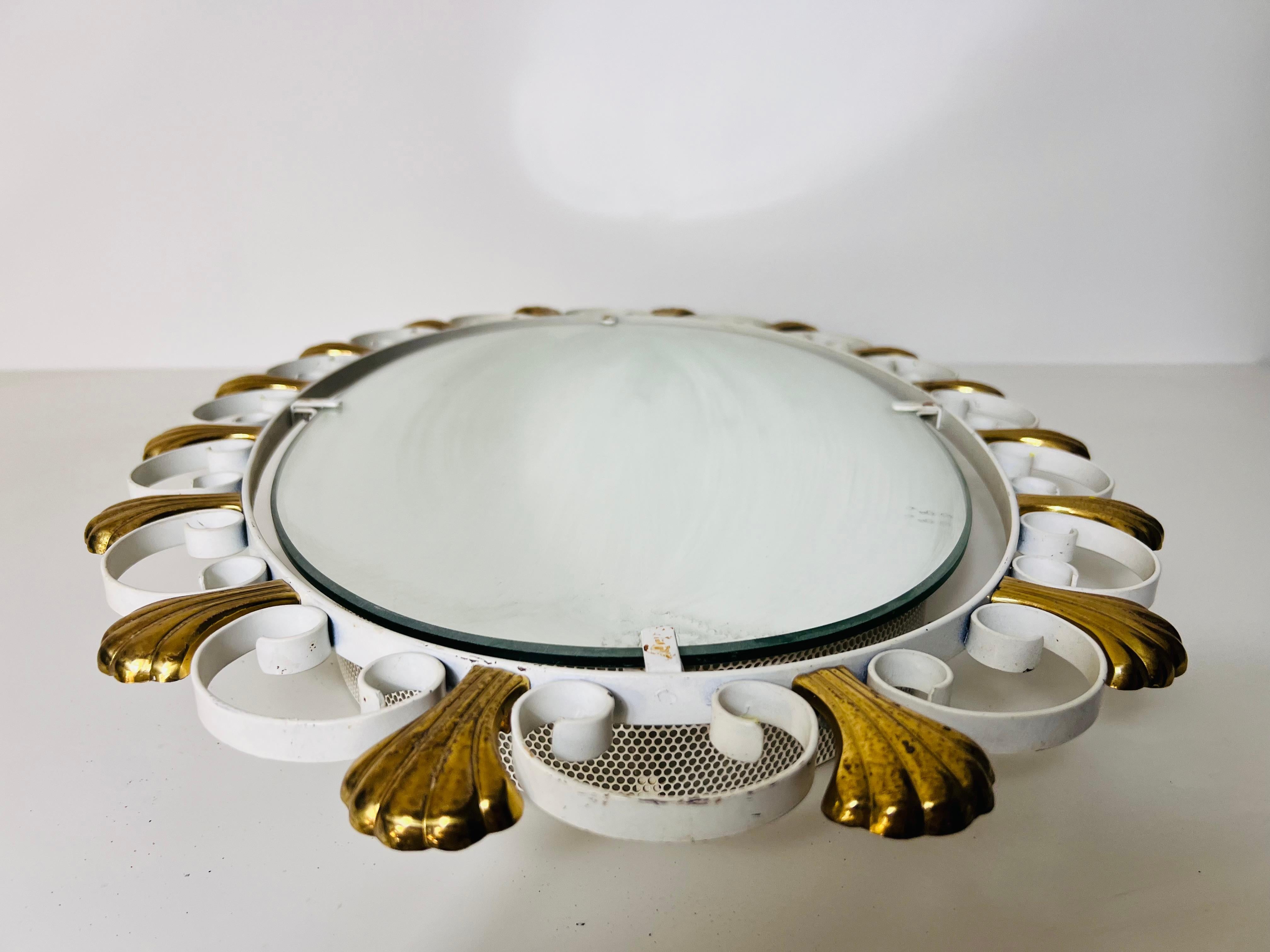 Oval Midcentury Metal Illuminated Mirror by Hillebrand, Germany, 1950s For Sale 1