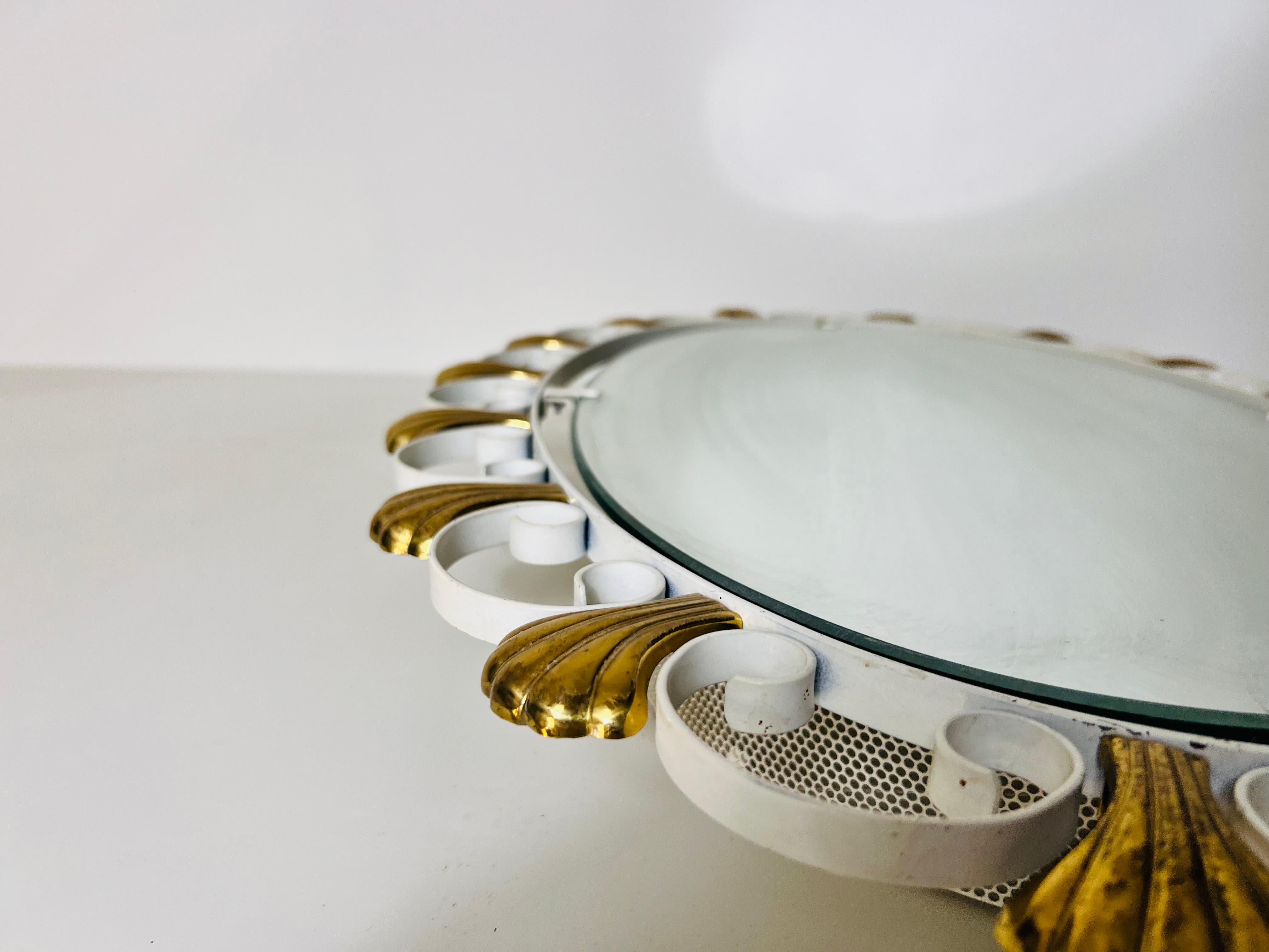 Oval Midcentury Metal Illuminated Mirror by Hillebrand, Germany, 1950s For Sale 4