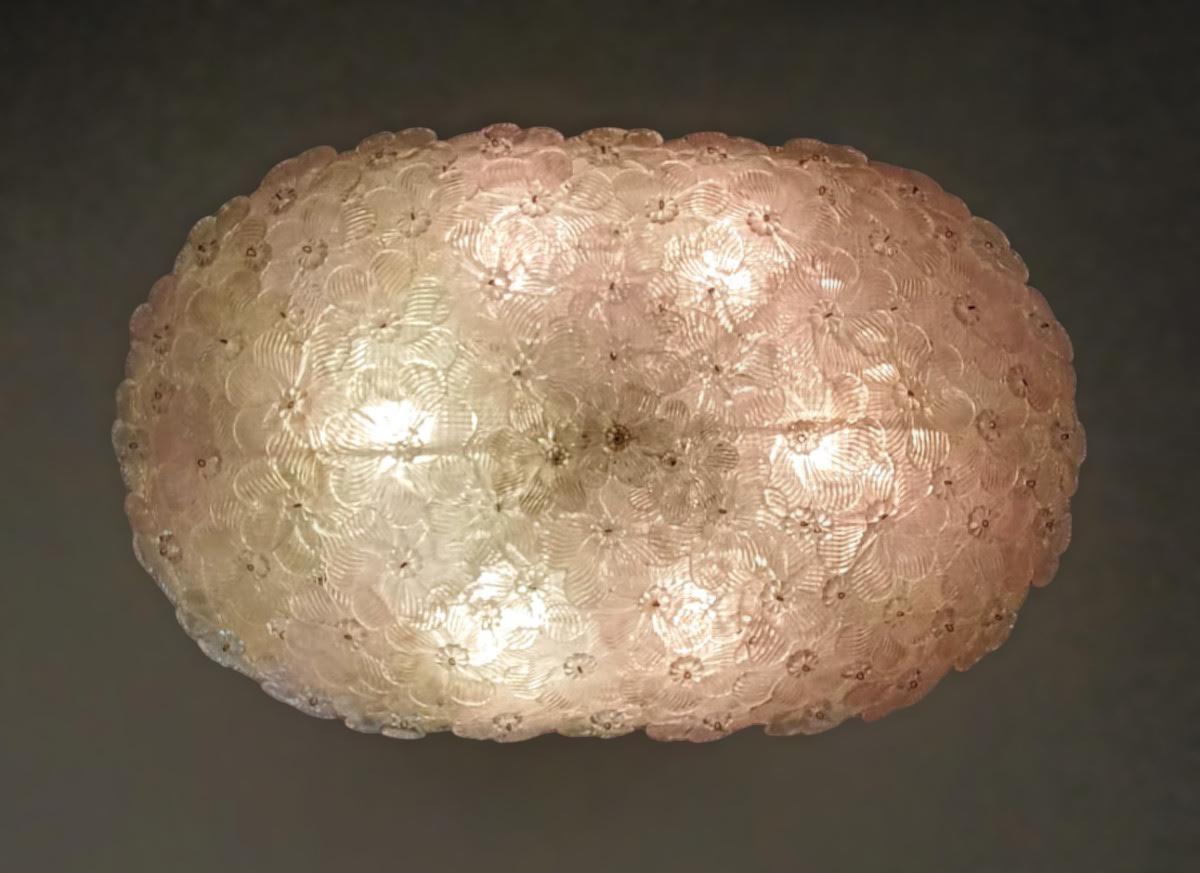 Oval Millefiori Flush Mount by Barovier e Toso In Good Condition For Sale In Las Angeles, CA