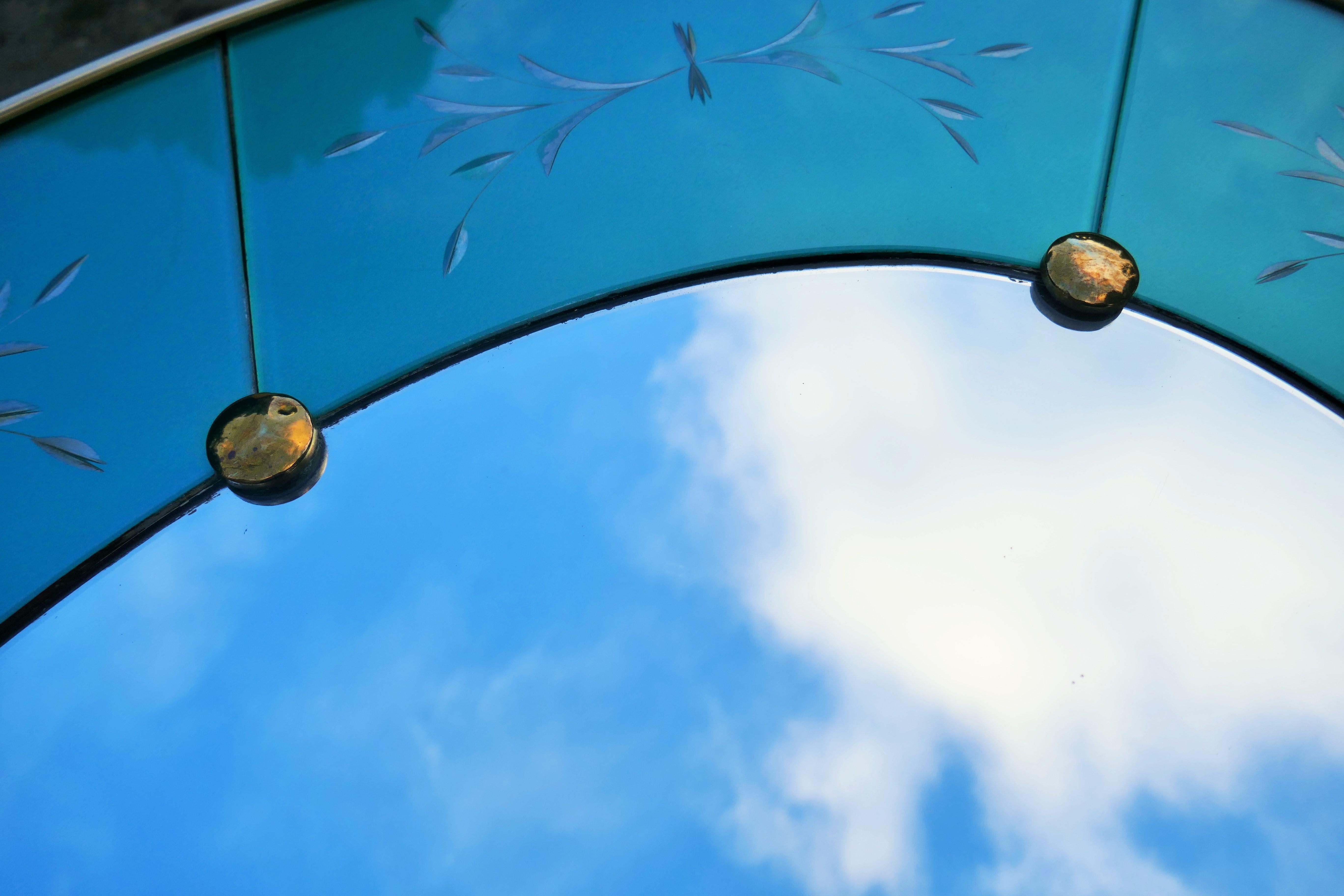Oval mirror attributed to Luigi Brusotti or Fontana Arte For Sale 5