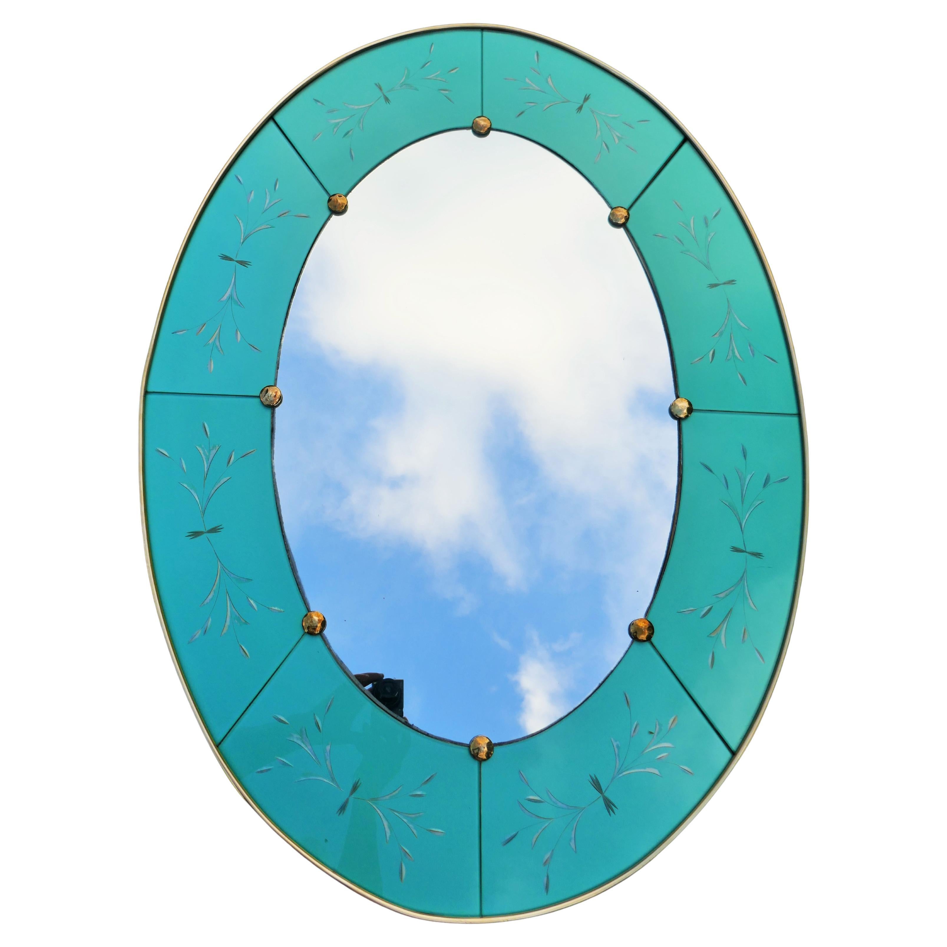 Oval mirror attributed to Luigi Brusotti or Fontana Arte.
Good condition.
Thanks