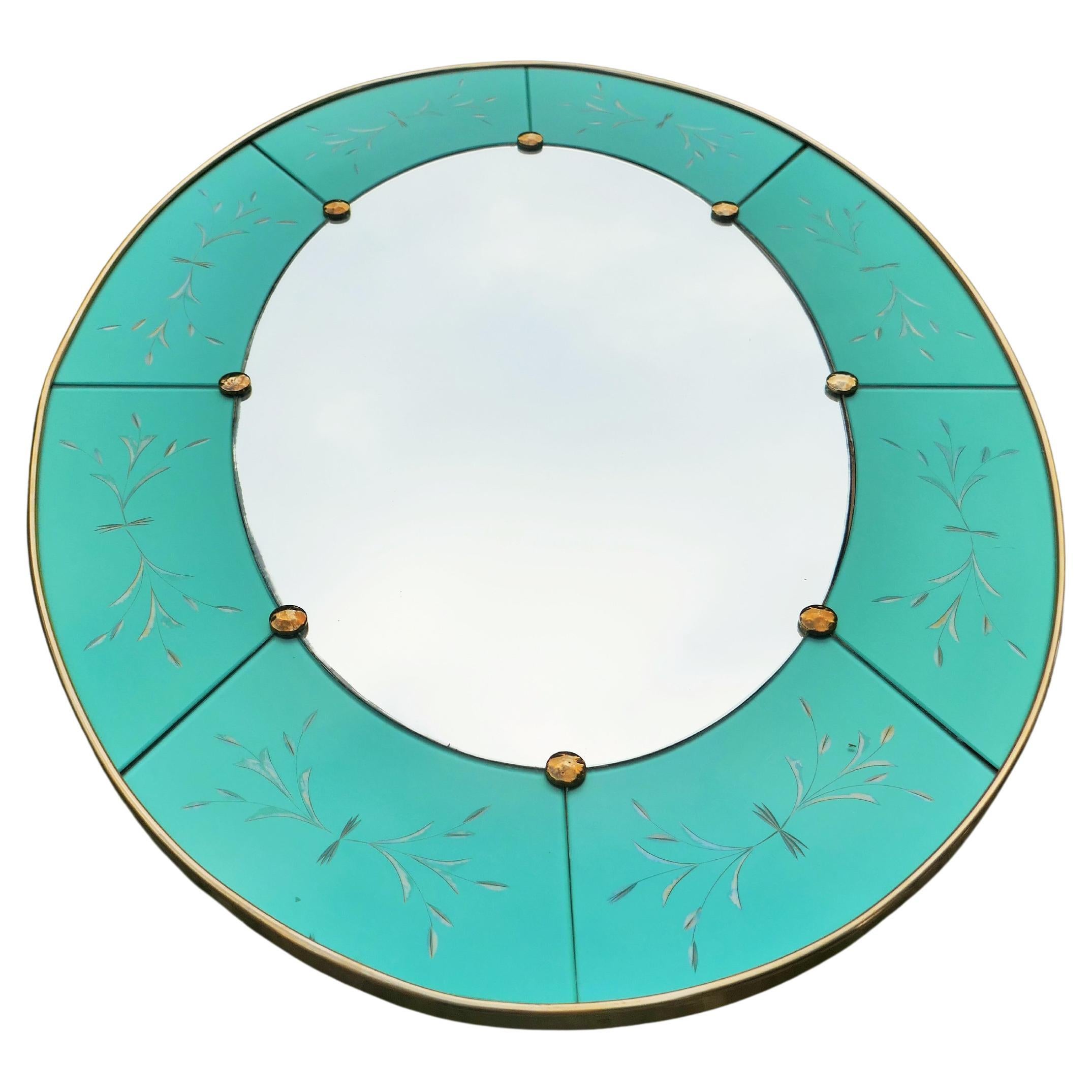 Oval mirror attributed to Luigi Brusotti or Fontana Arte In Good Condition For Sale In Lugo, IT