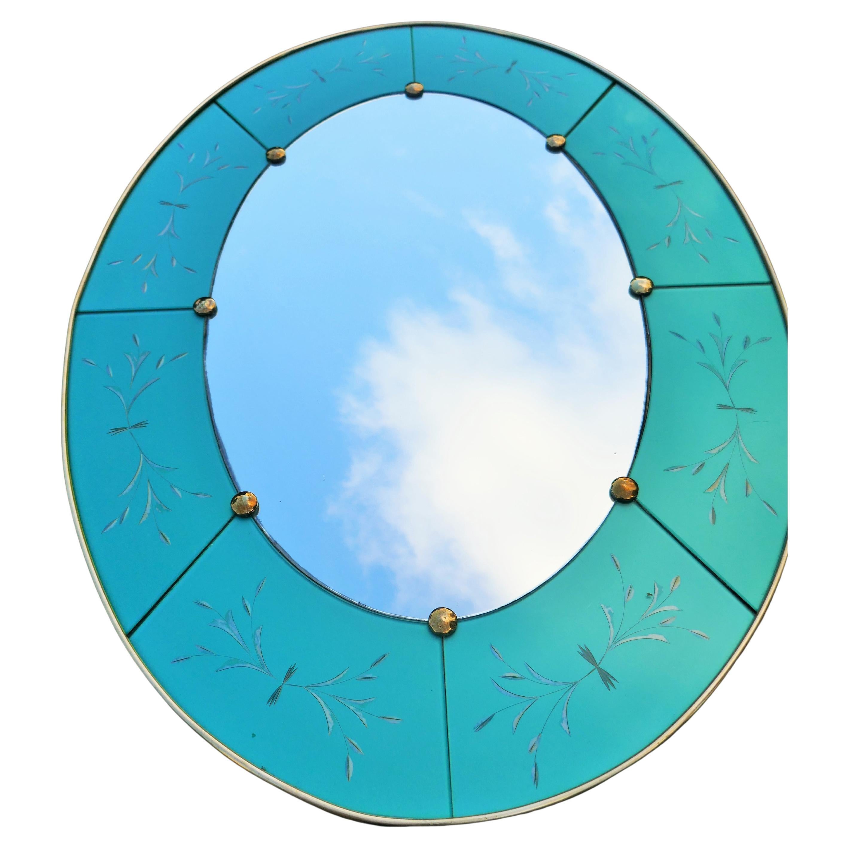 Oval mirror attributed to Luigi Brusotti or Fontana Arte For Sale 1