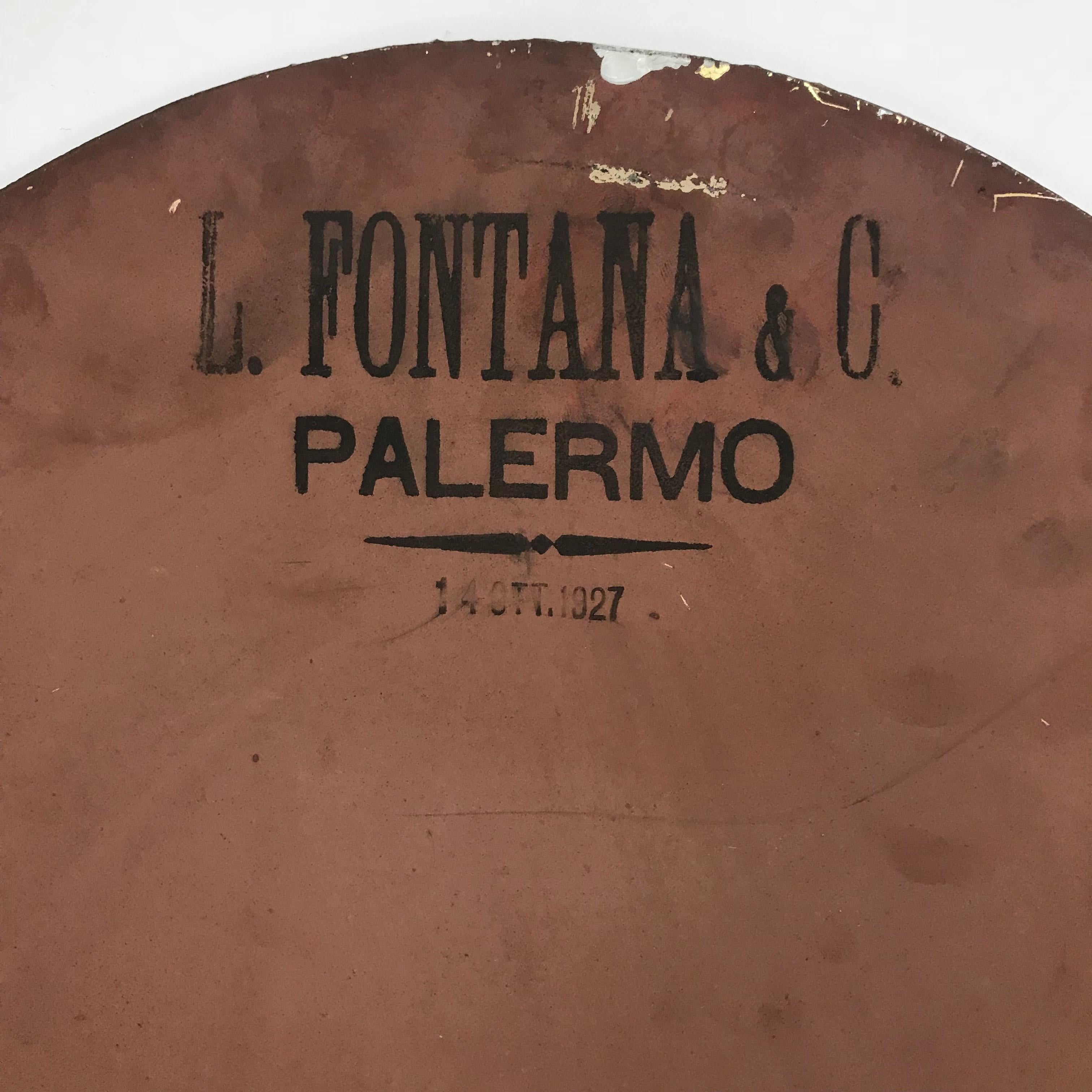 Italian Oval Mirror by Luigi Fontana before Fontana Arte Palermo, Signed and Dated 1927