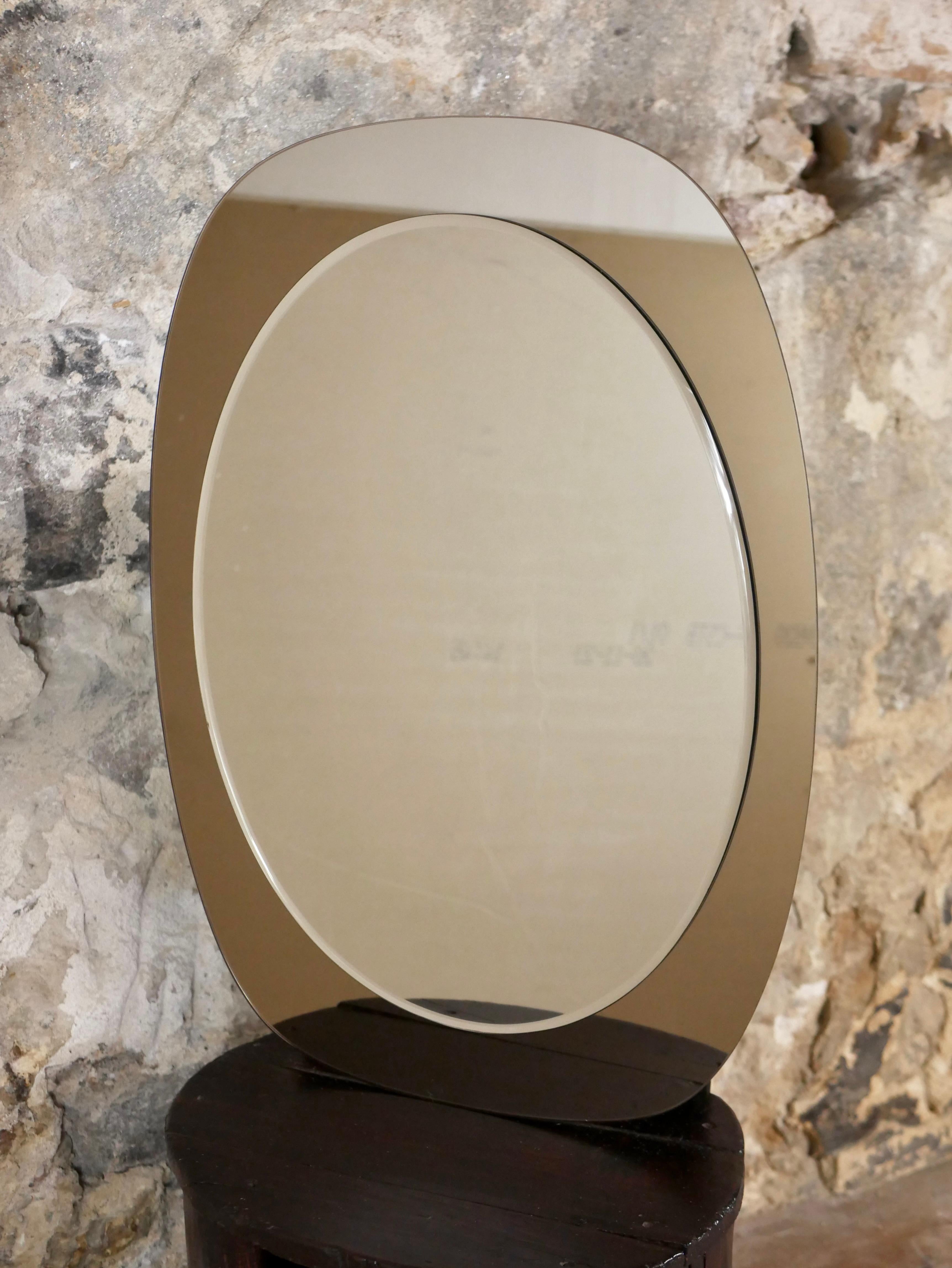 Italian Oval mirror by Max Ingrand for Fontana Arte, Italy, 1970s For Sale