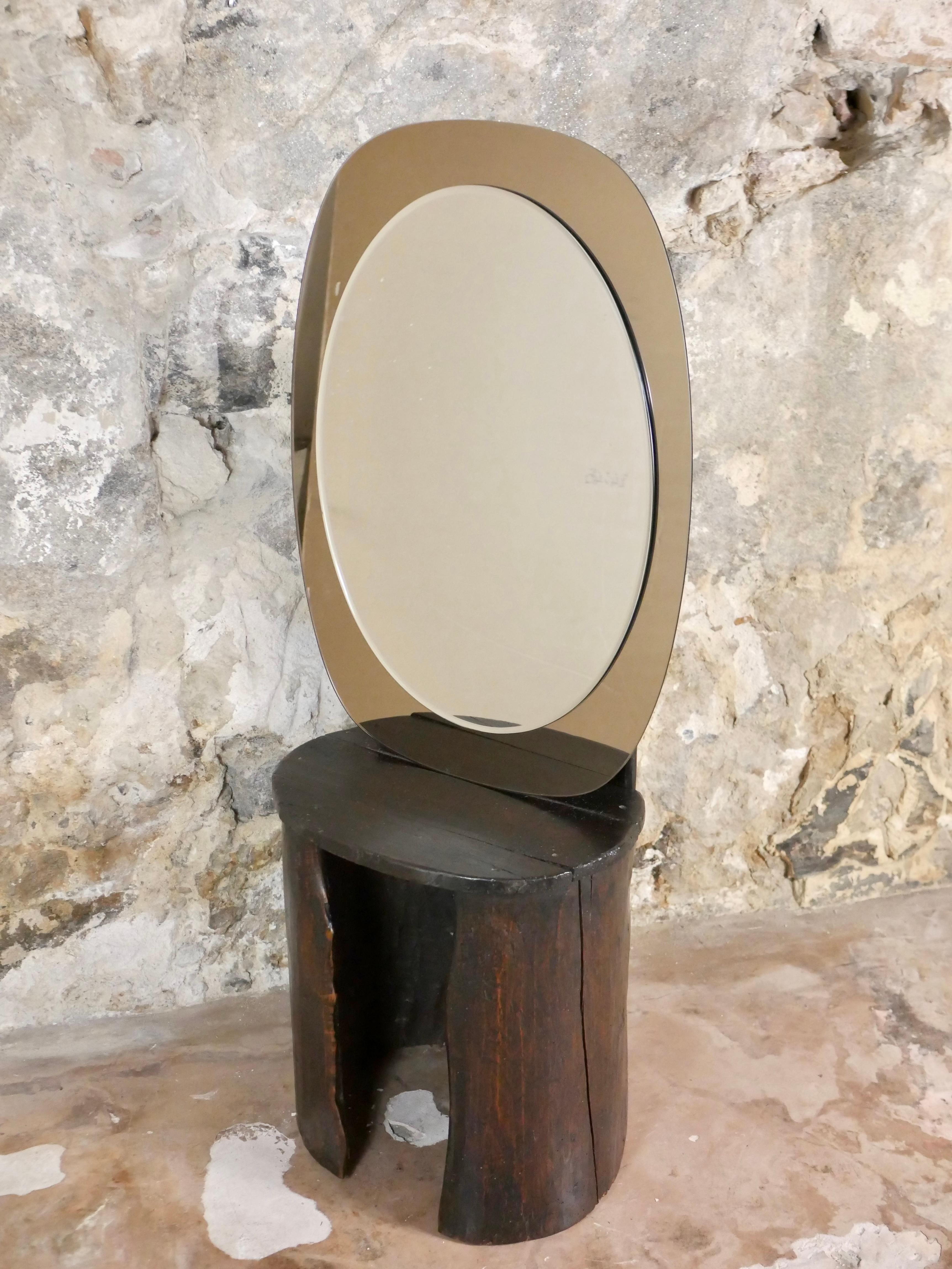 Oval mirror by Max Ingrand for Fontana Arte, Italy, 1970s In Good Condition For Sale In Lyon, FR