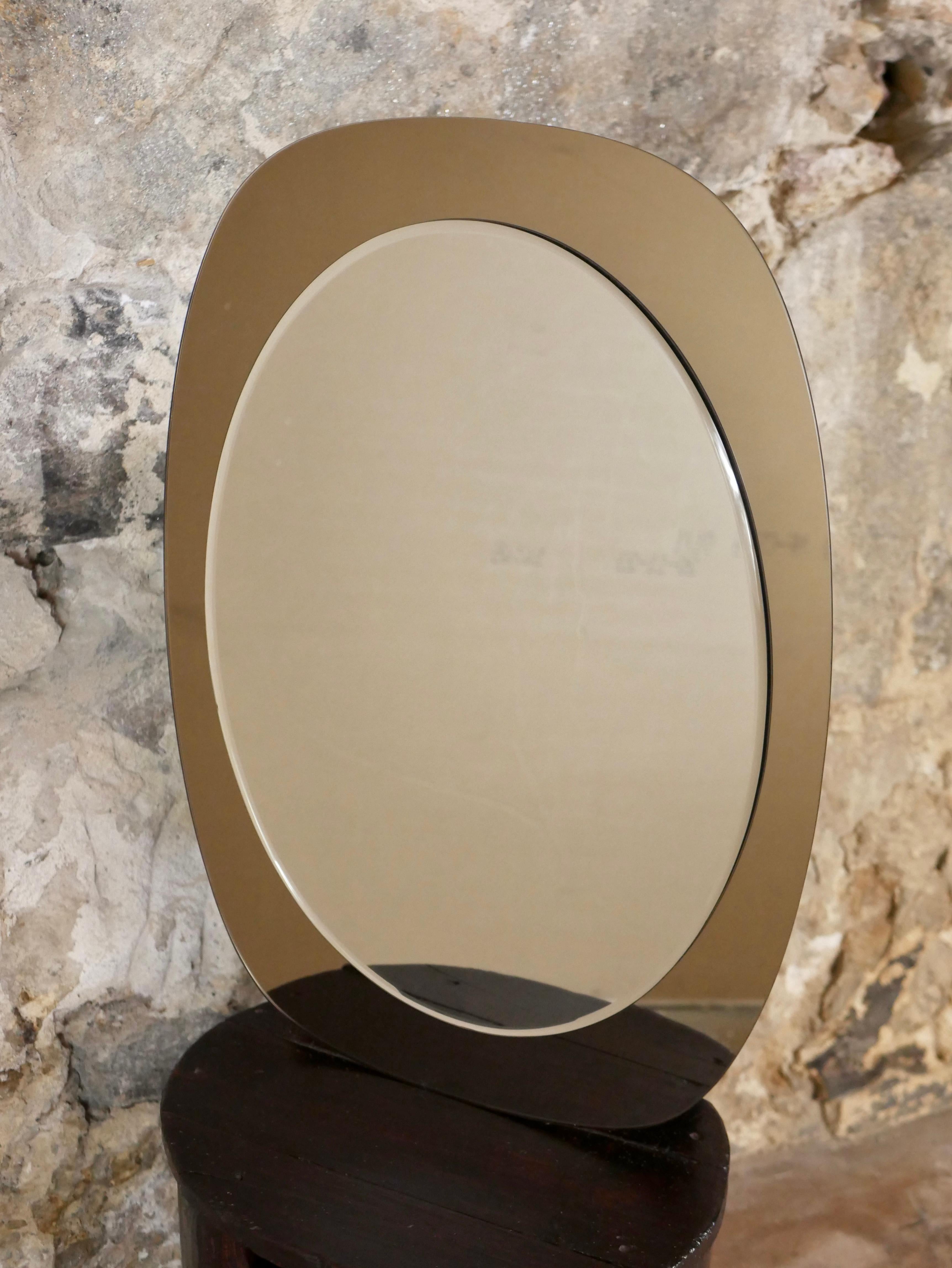 Late 20th Century Oval mirror by Max Ingrand for Fontana Arte, Italy, 1970s For Sale