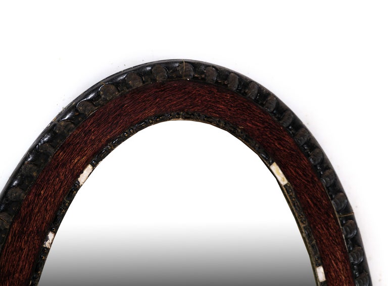 Oval Mirror, Dark Wood, 1920 For Sale at 1stDibs