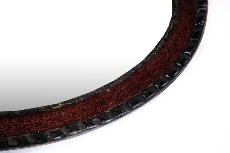 Oval Mirror, Dark Wood, 1920 For Sale at 1stDibs