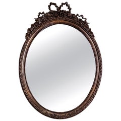 Oval Mirror from the 1980s-1990s in a Stylized Frame