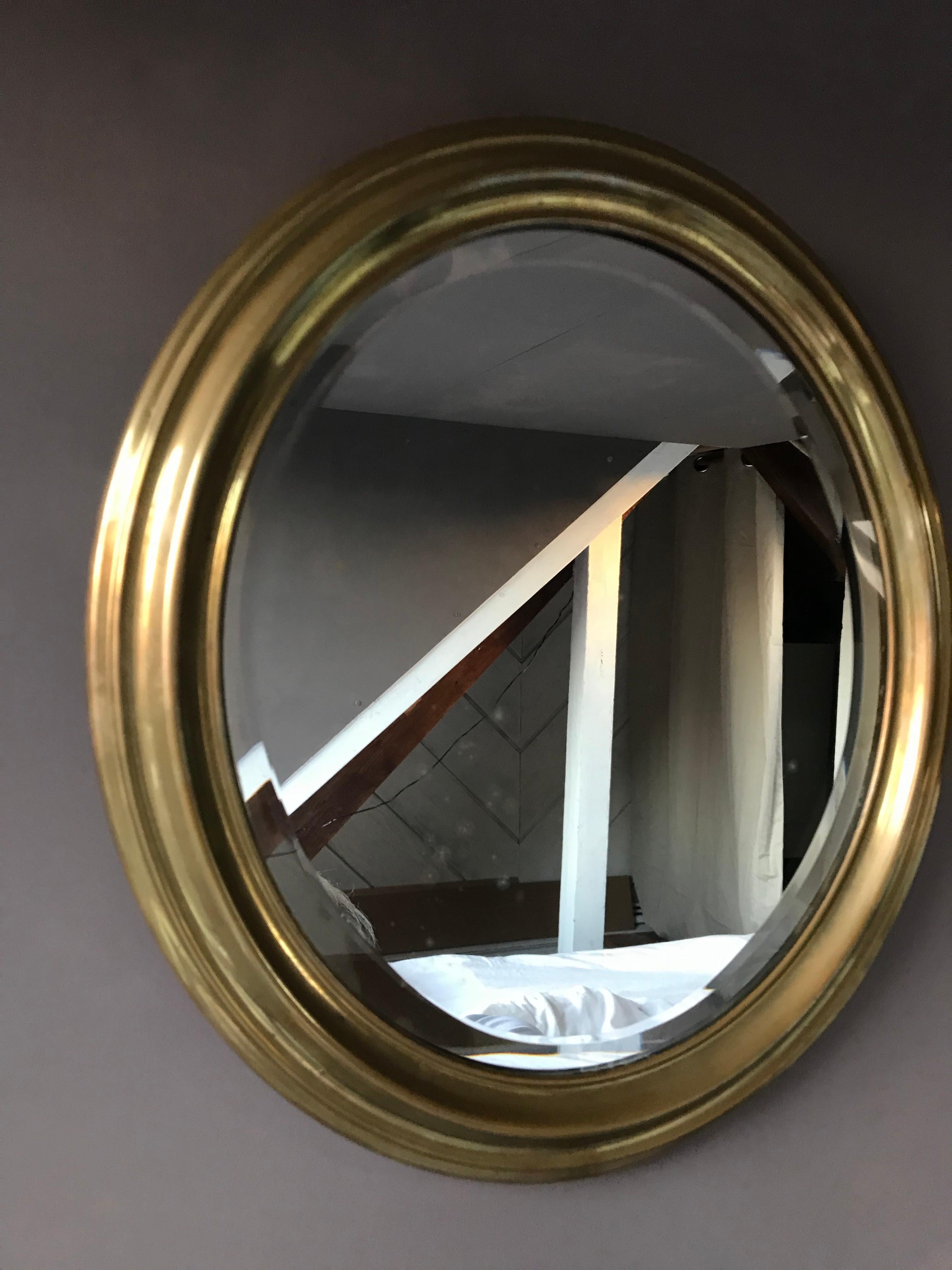 Late Victorian Oval Mirror in Brass For Sale