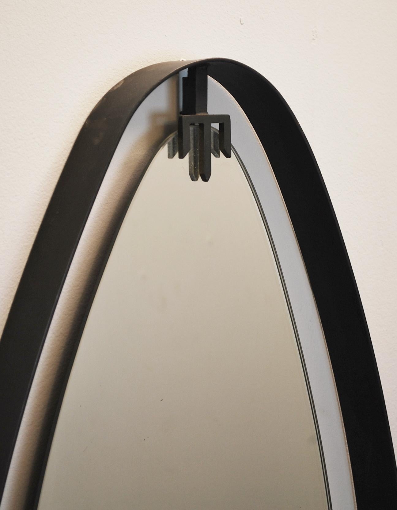 Italian Ovall Mirror in Iron by Sant'Ambrogio y de Berti, Italy, 1950s