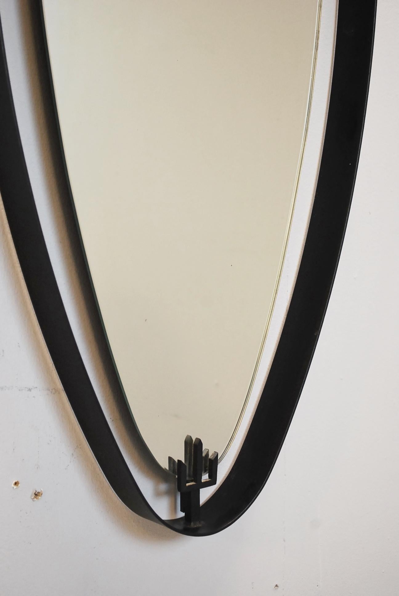 Ovall Mirror in Iron by Sant'Ambrogio y de Berti, Italy, 1950s In Good Condition In Brussels, BE