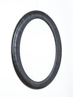 Oval Mirror in Straw Marquetry  - A Tribute to Jean Michael Frank