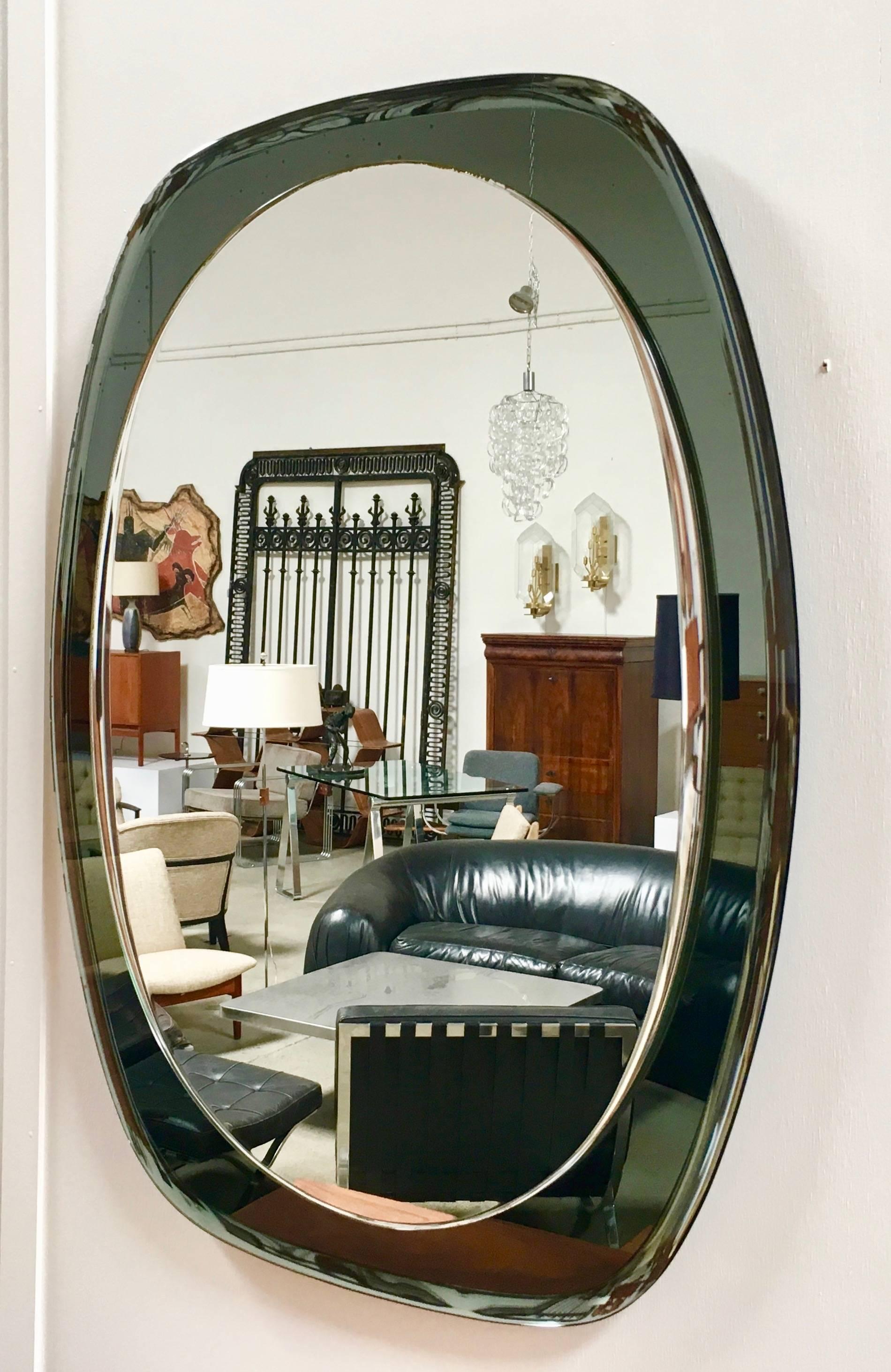 20th Century Oval Mirror in the Style of Fontana Arte, Italy, 1970s