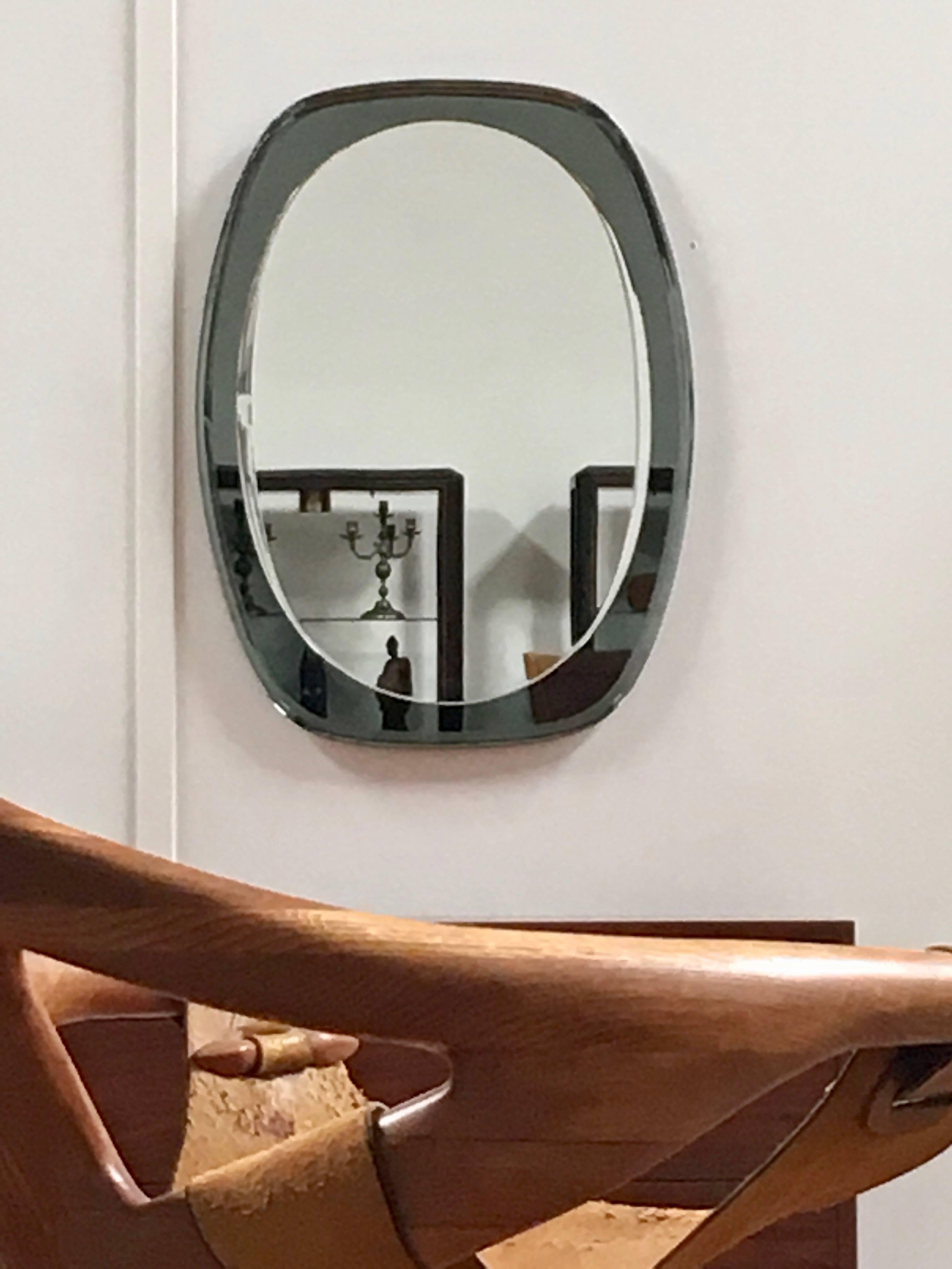 Oval Mirror in the Style of Fontana Arte, Italy, 1970s 3