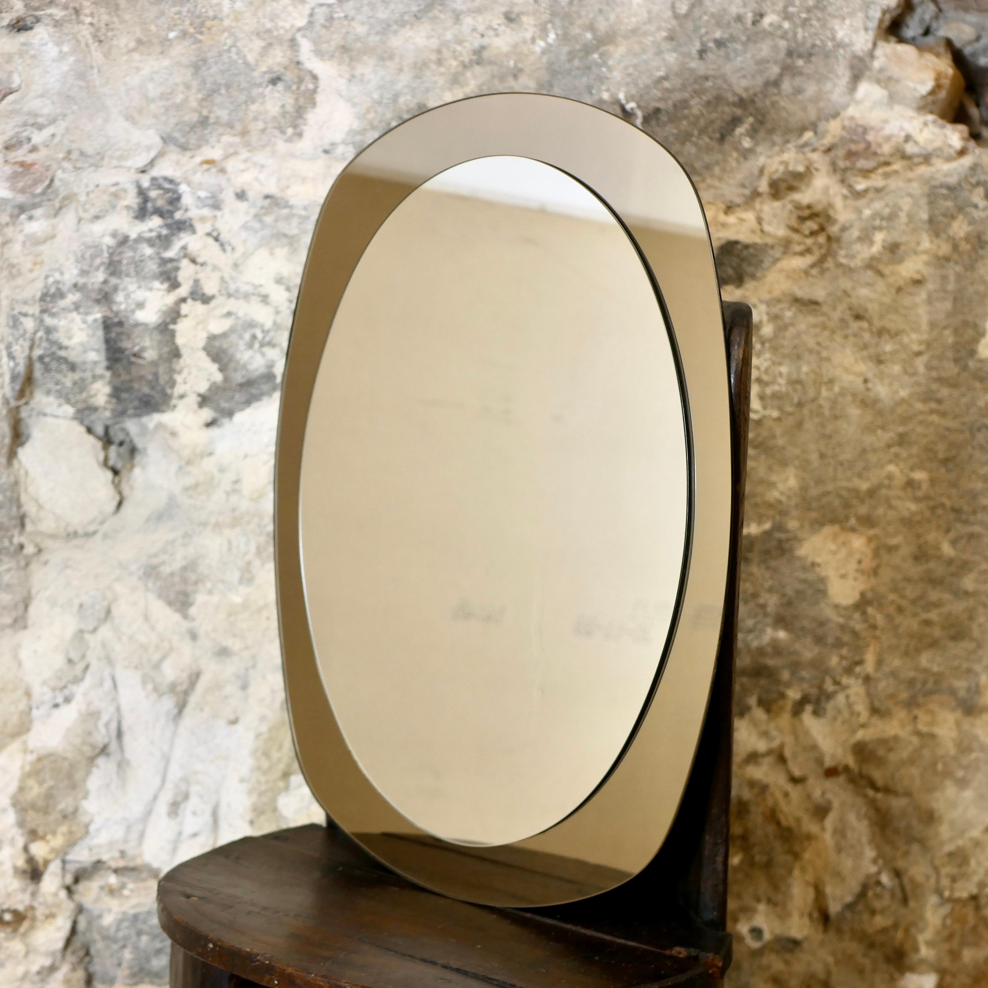 Oval mirror in the style of Fontana Arte, Italy, 1980s 4