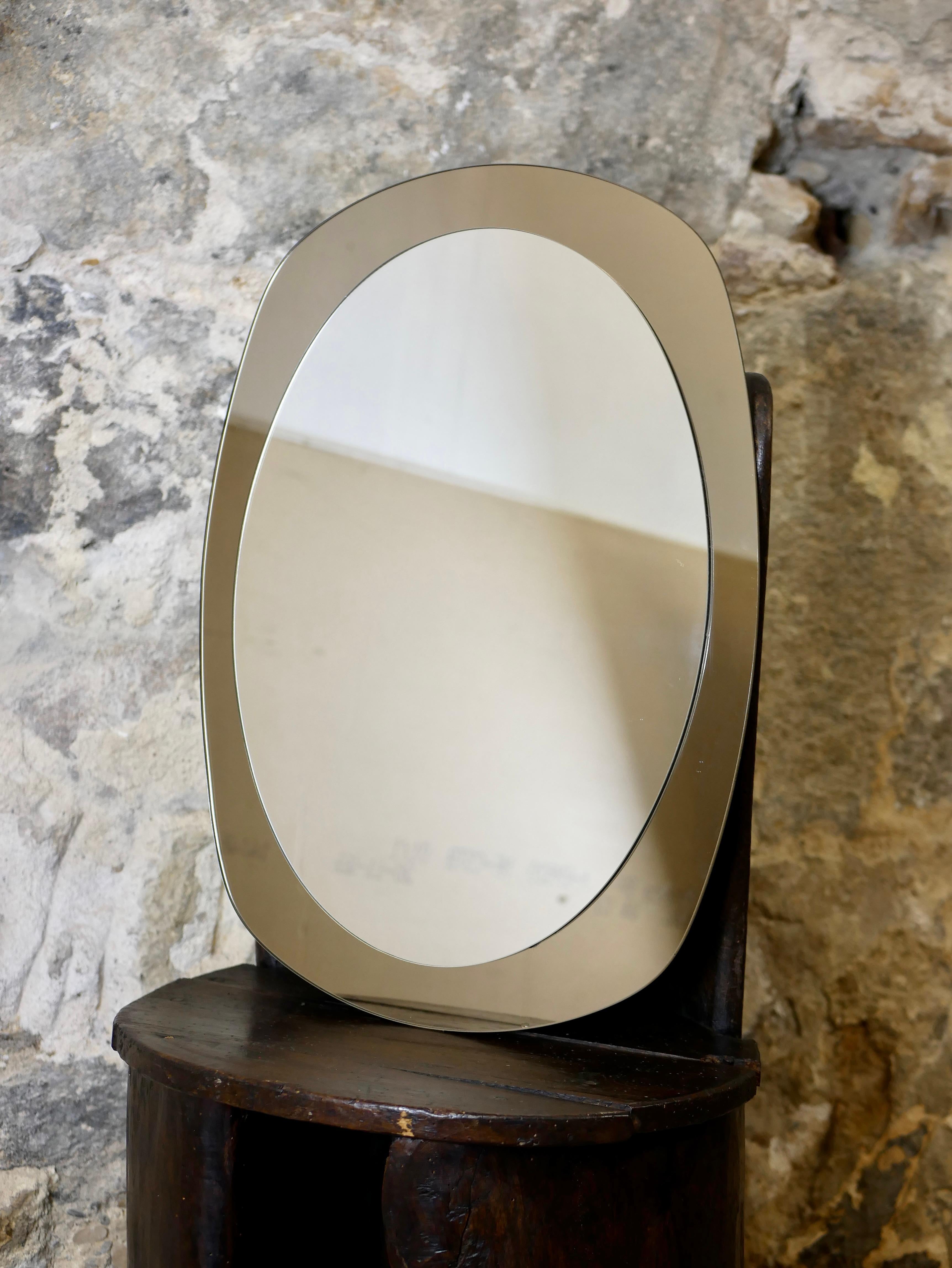 Modern Oval mirror in the style of Fontana Arte, Italy, 1980s