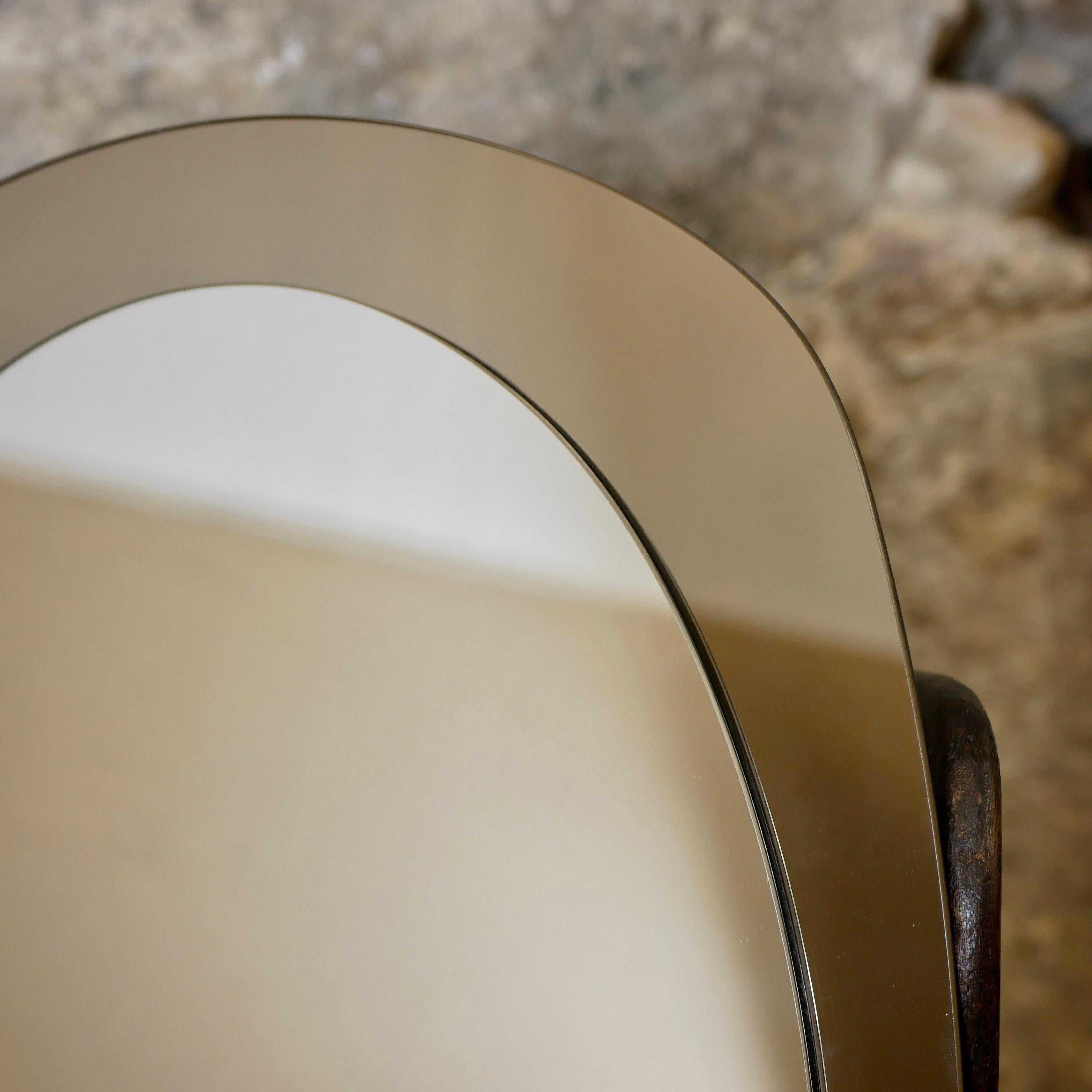 Italian Oval mirror in the style of Fontana Arte, Italy, 1980s