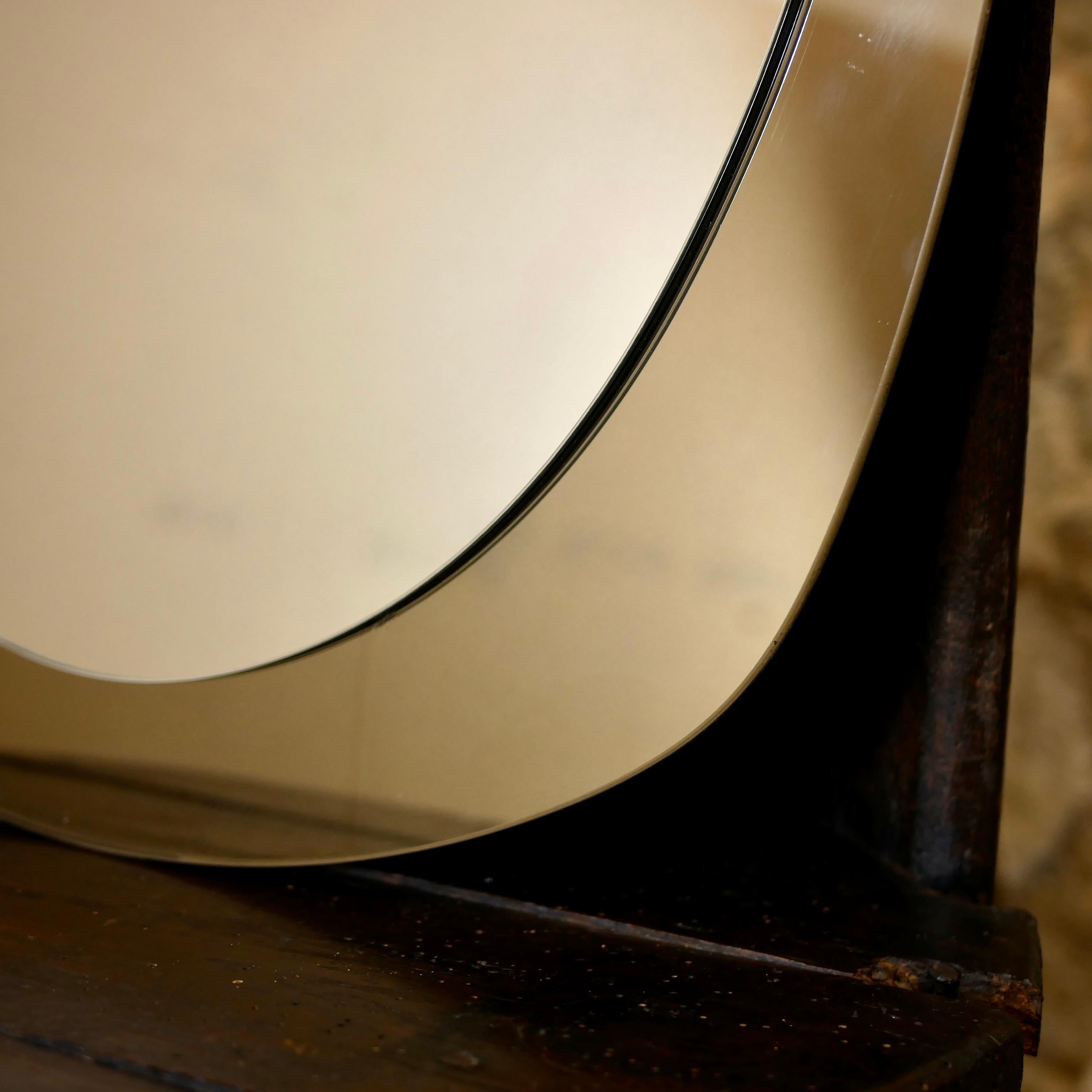 Glass Oval mirror in the style of Fontana Arte, Italy, 1980s