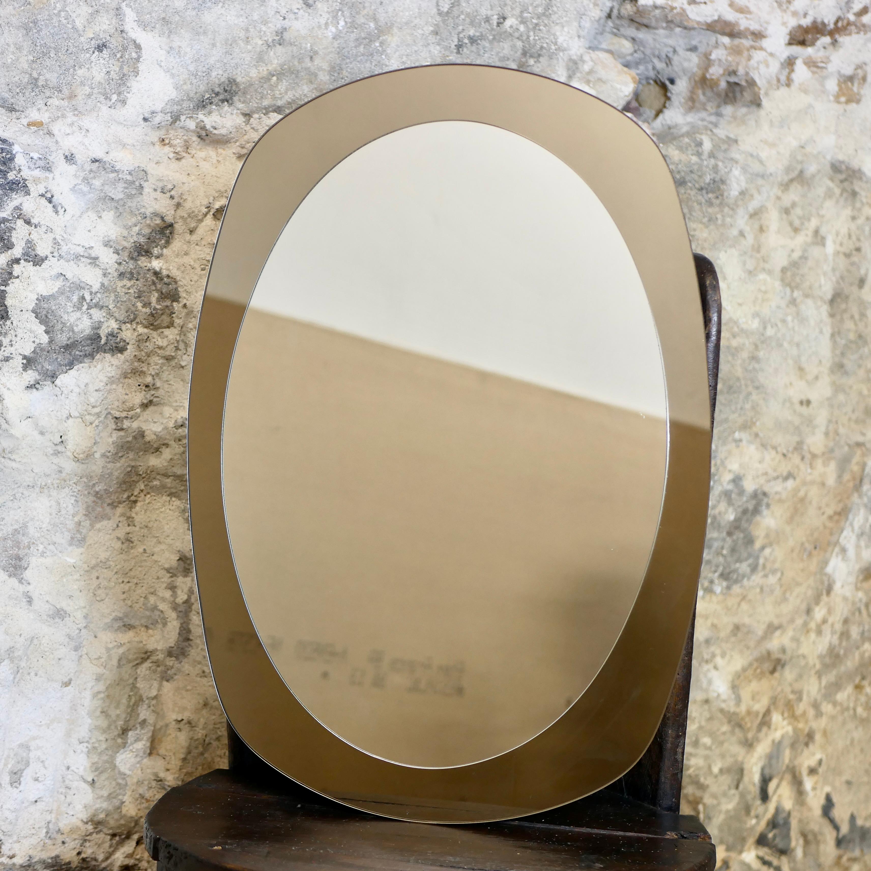 Oval mirror in the style of Fontana Arte, Italy, 1980s 2