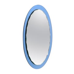 Oval Mirror with Azure Mirror Frame, 1970s