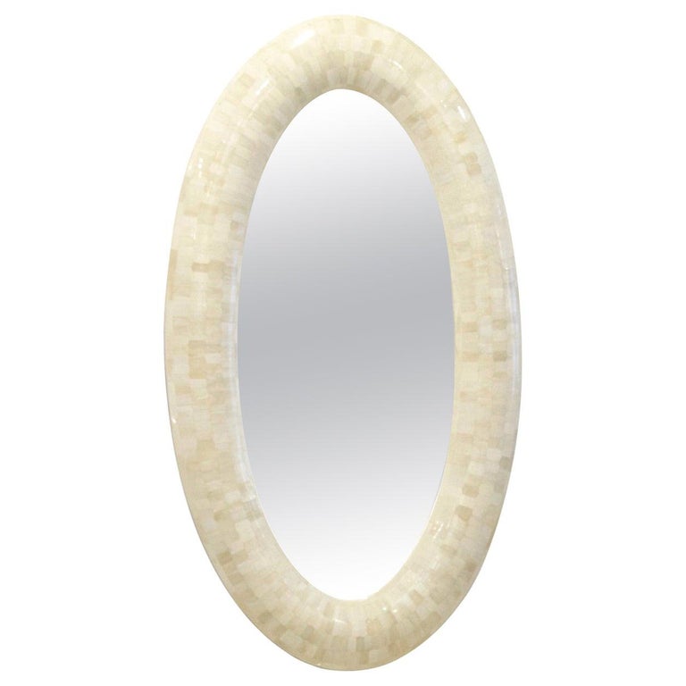 Oval Mirror with Bone Inlay, Callison Mirror For Sale