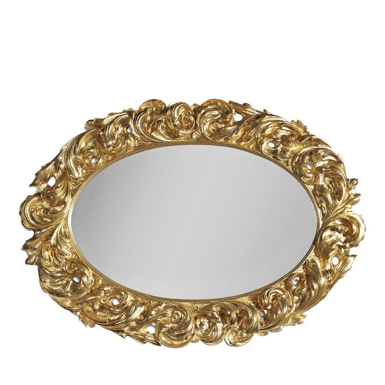Oval Mirror with Gold Leaf For Sale at 1stDibs