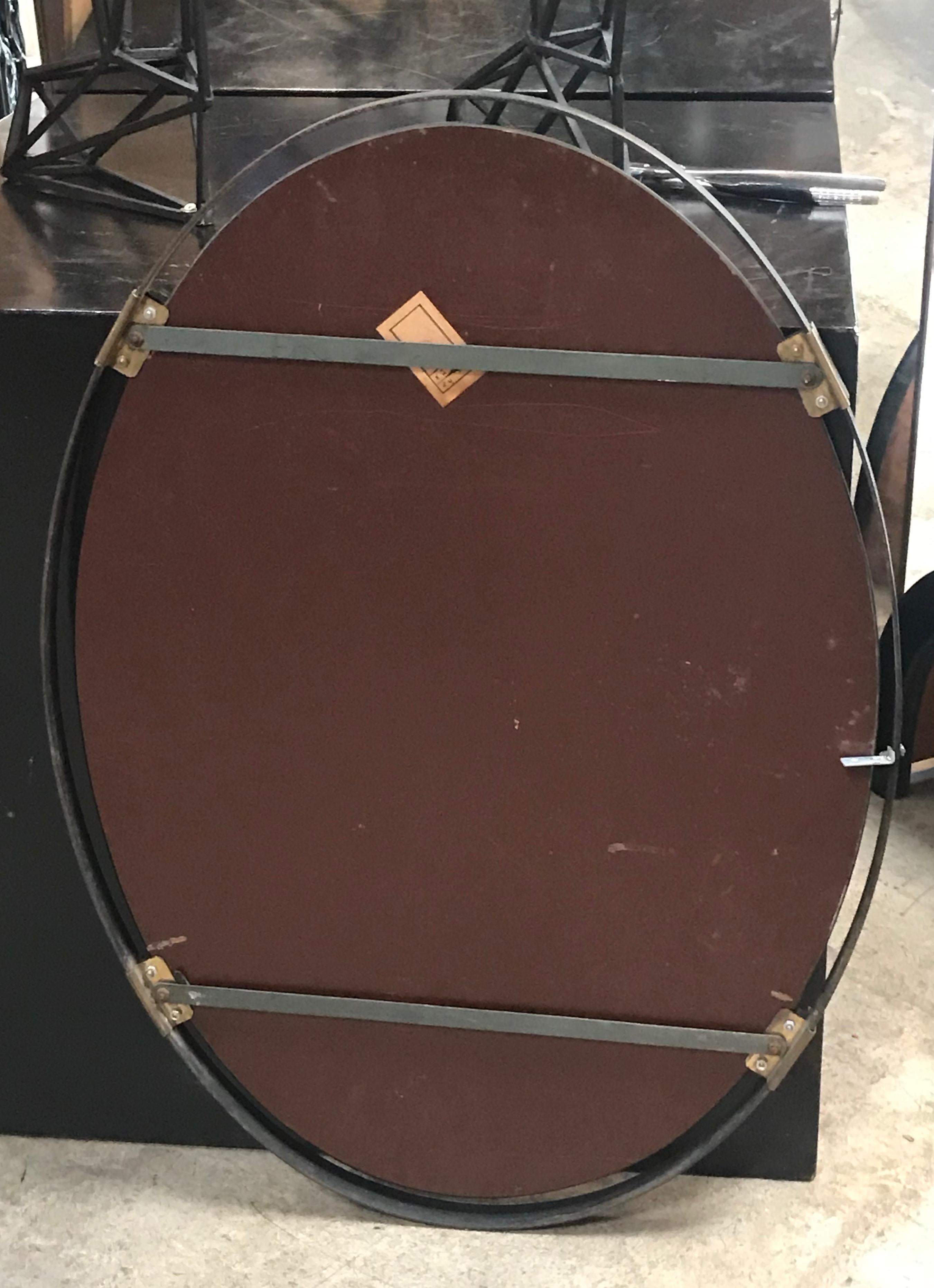 Oval Mirror with Iron Floating Style Frame, Italy, 1970s In Good Condition In Los Angeles, CA