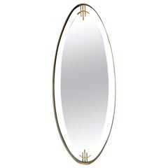 Oval Wall Mirror with Iron Floating Style Frame, Italy, 1970s
