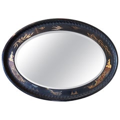 Oval Mirror with Japanned Decoration