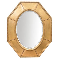 Miroir ovale avec cadre octogonal doré par CG Cappelletti