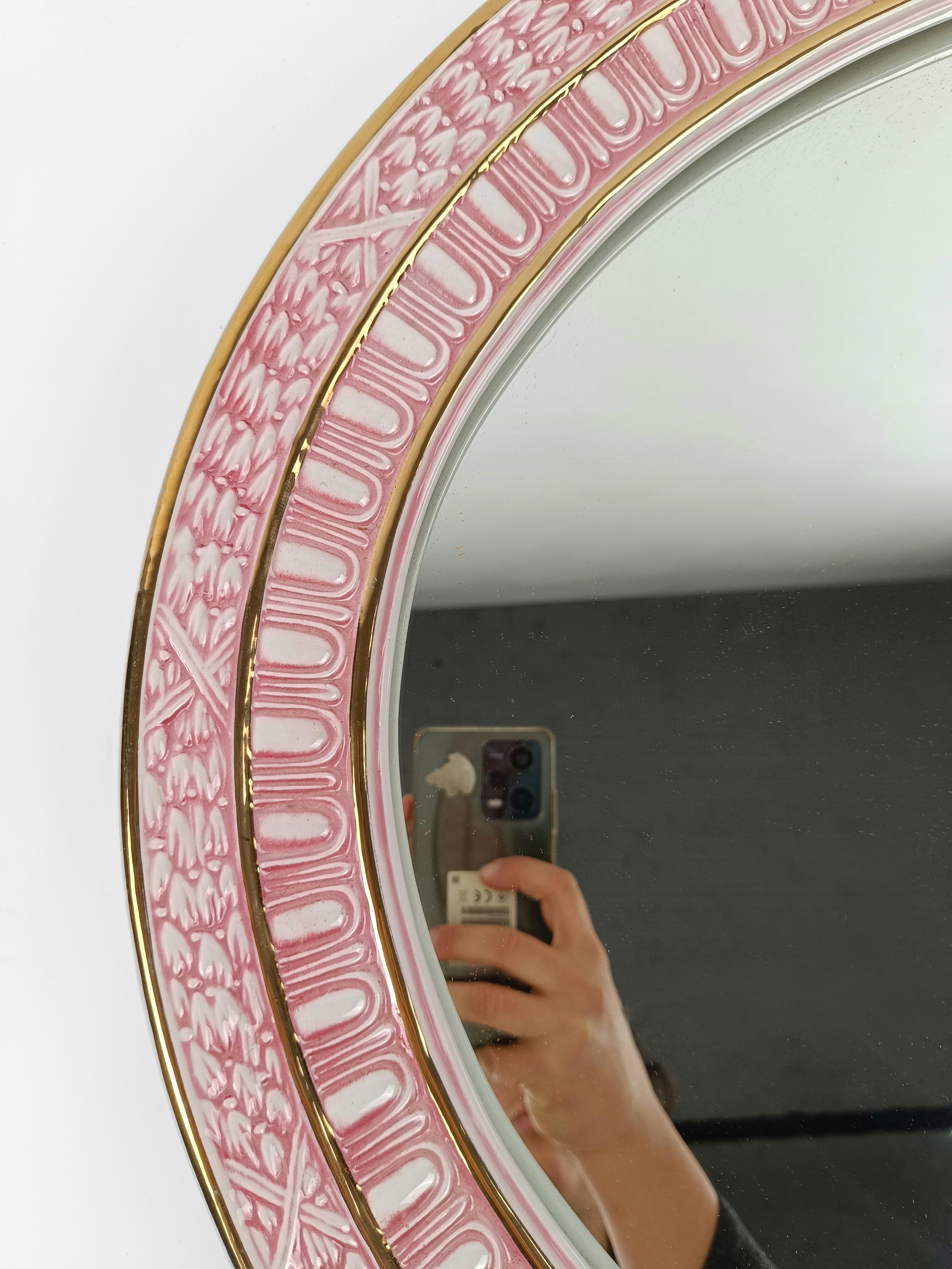 Oval Mirror with Regency Decoration in the style of P. Fornasetti, Italy 1950s 7